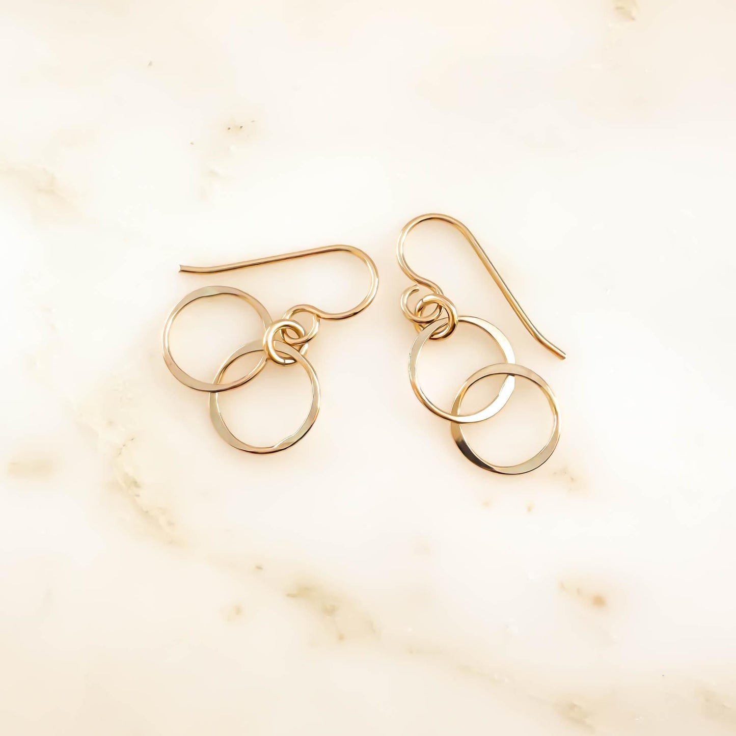 Double Circle Dangle Earrings, 14K Gold Filled