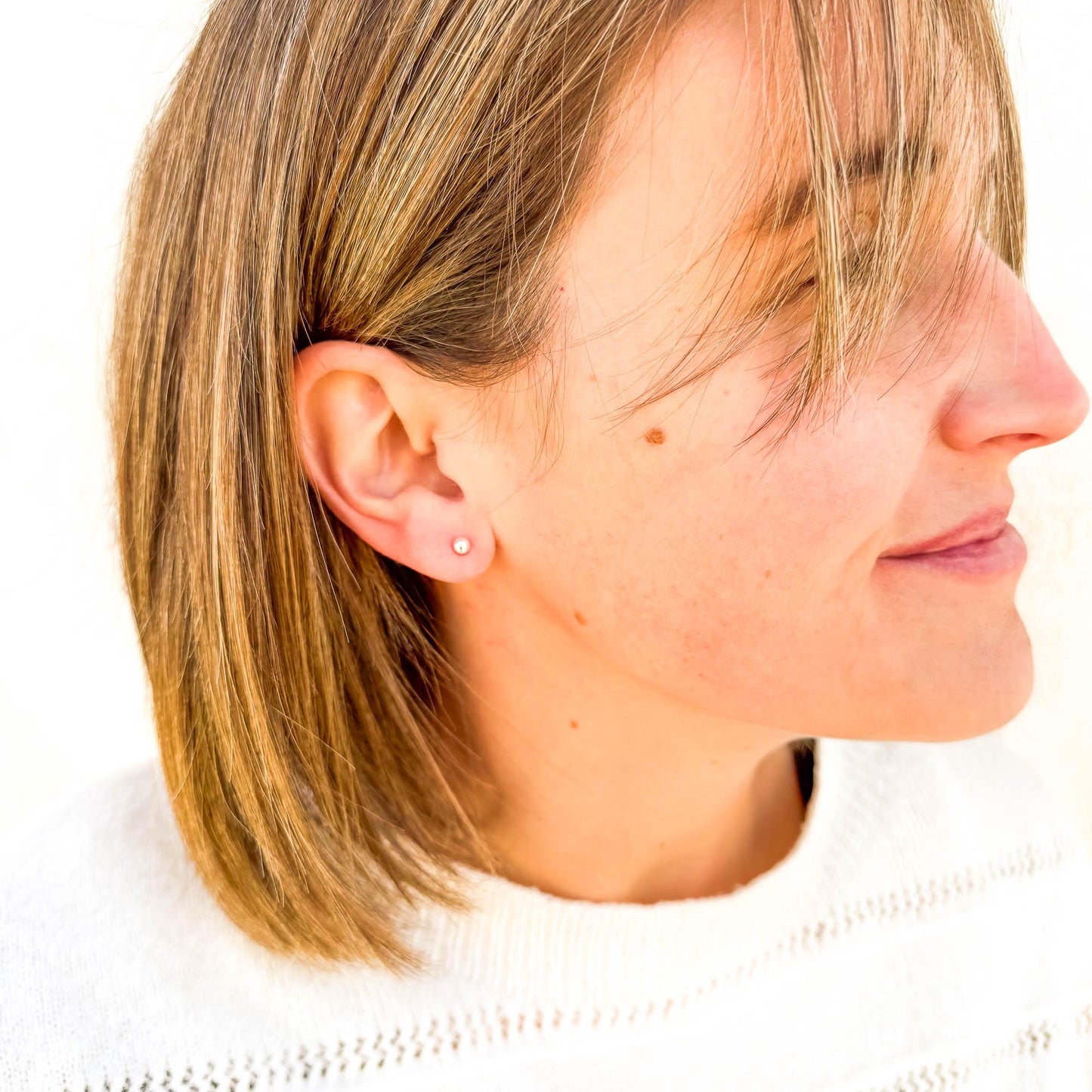 Small 4mm Ball Stud Earrings, Sterling Silver