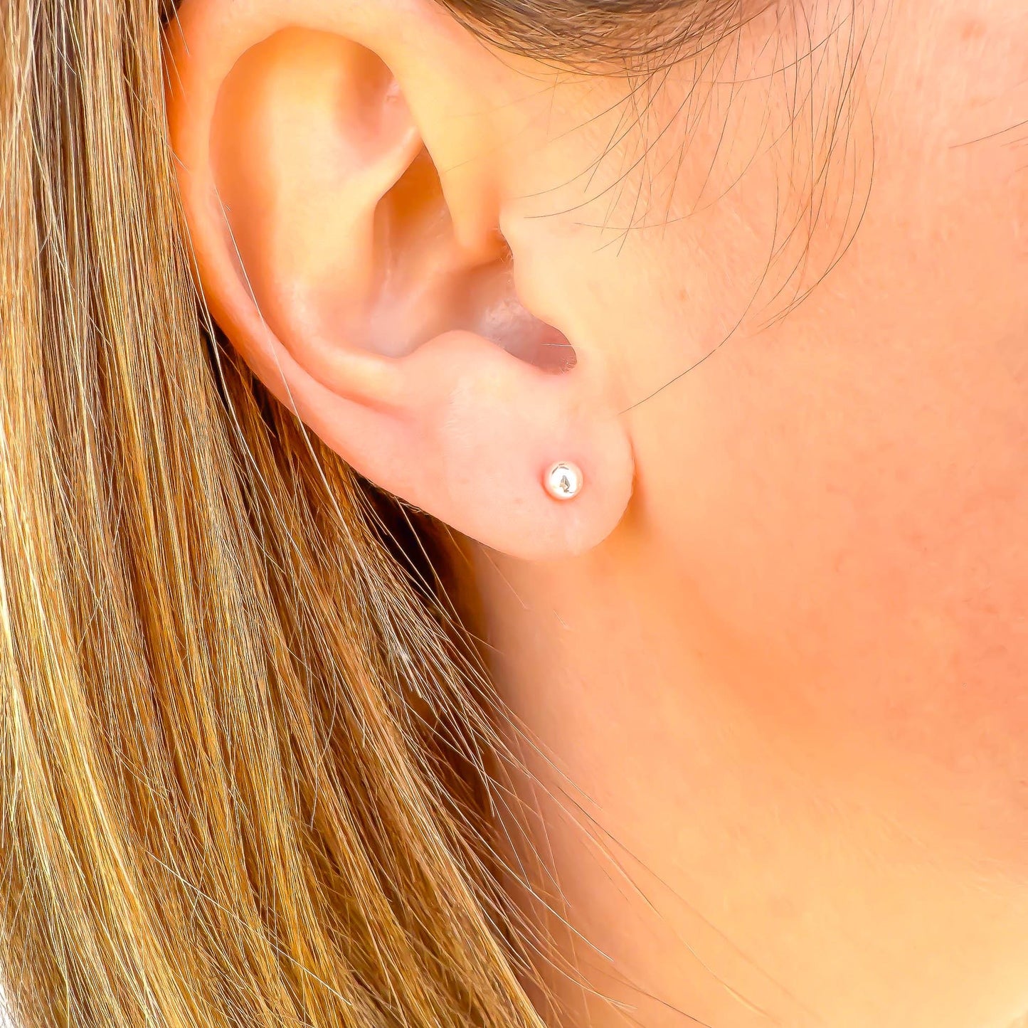 Small 4mm Ball Stud Earrings, Sterling Silver
