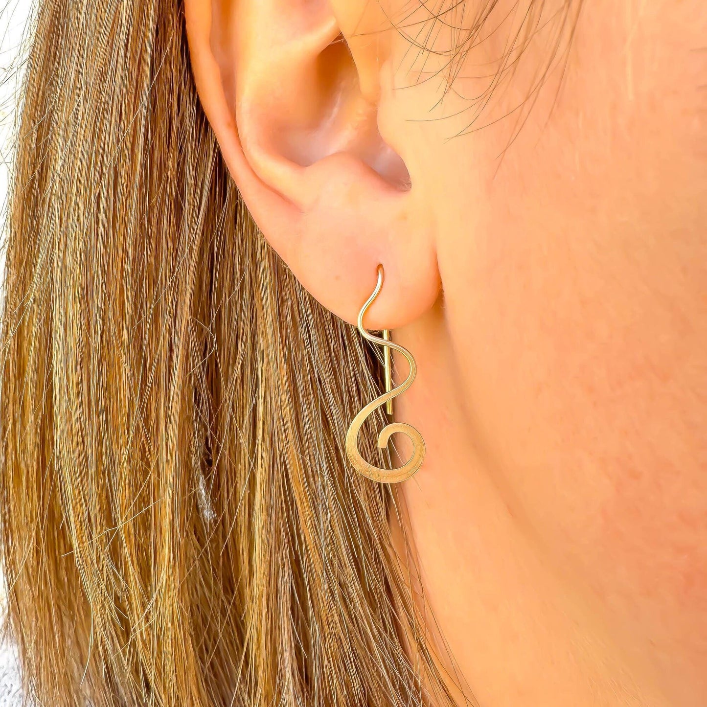 Squiggle Slip Through Earrings, 14K Gold Filled