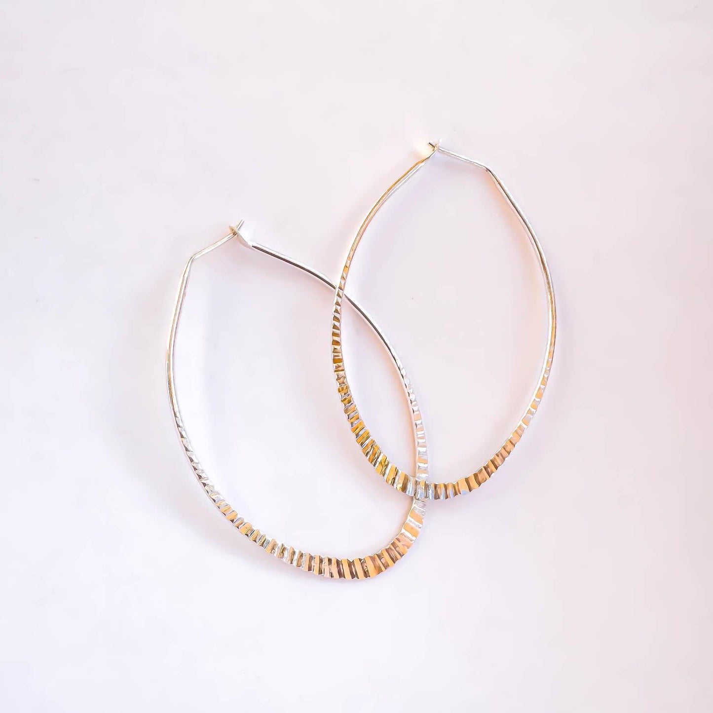 Hammered Teardrop Hoop Earrings, Sterling Silver