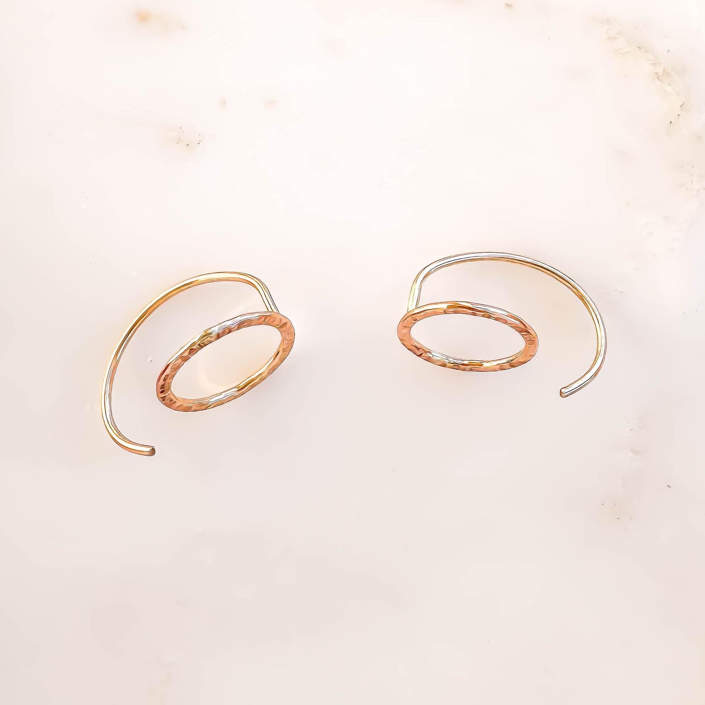 Circle Hammered Half Hoops, 14K Gold Filled