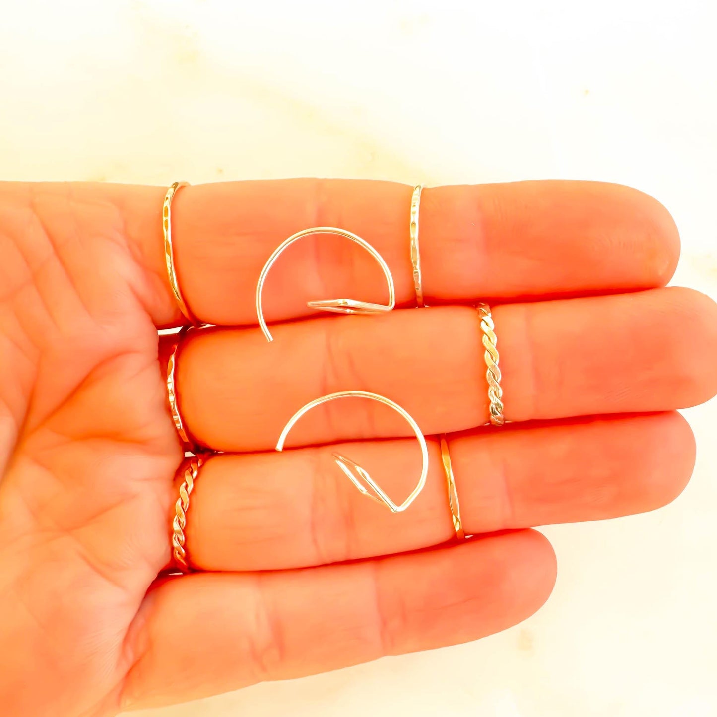Square Drop Half Hoop Earrings, Sterling Silver
