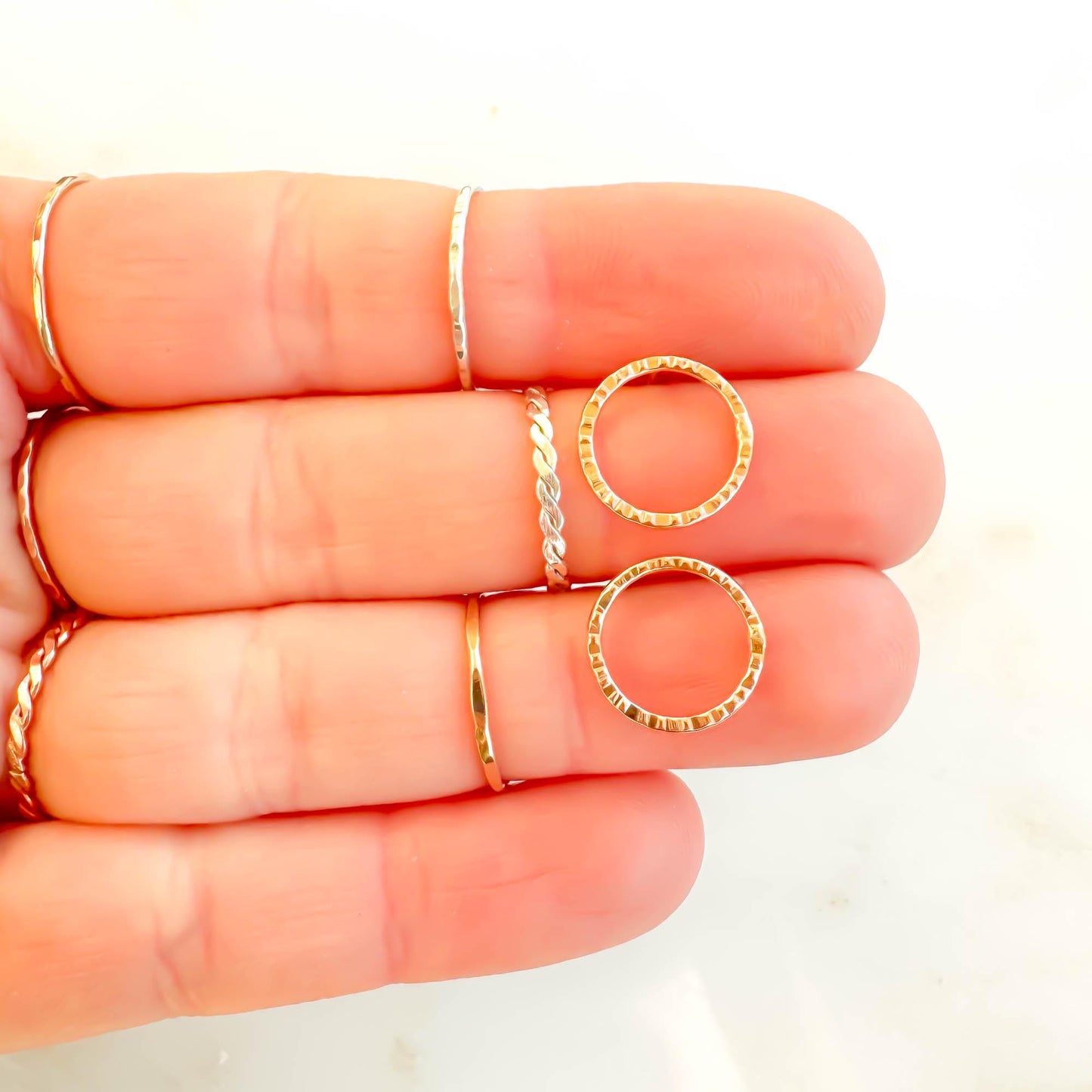 Circle Hammered Stud Earrings, 14K Gold Filled