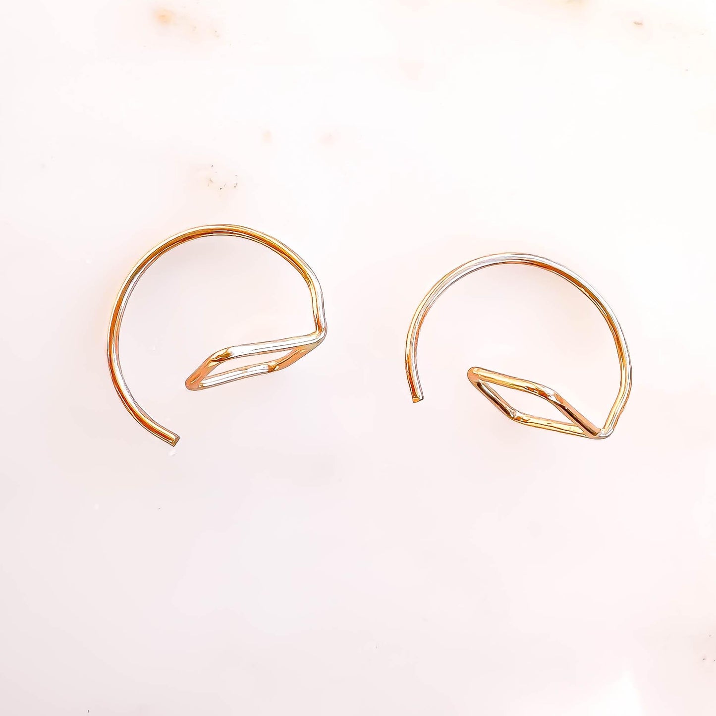 Square Drop Half Hoop Earrings, 14K Gold Filled