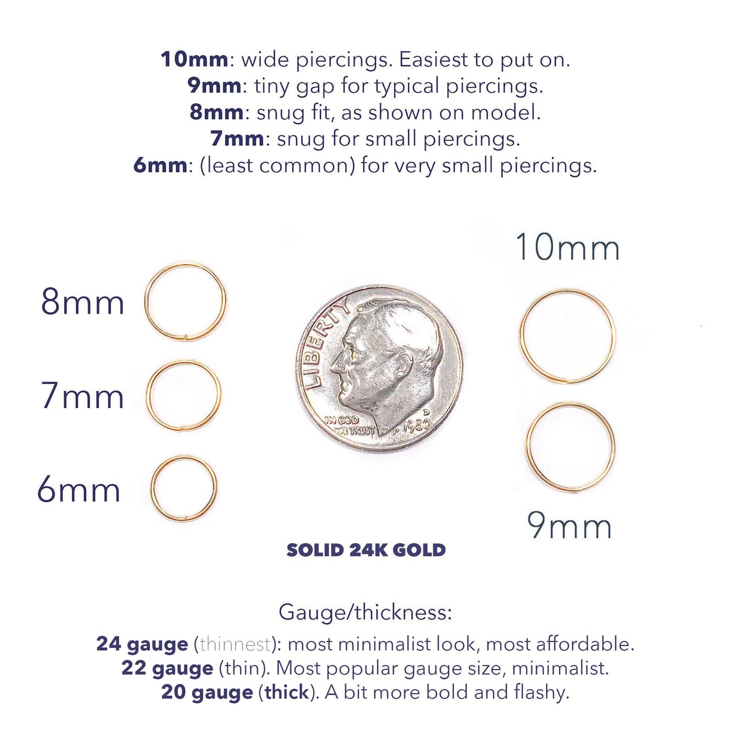 24K Solid Gold Nose Ring