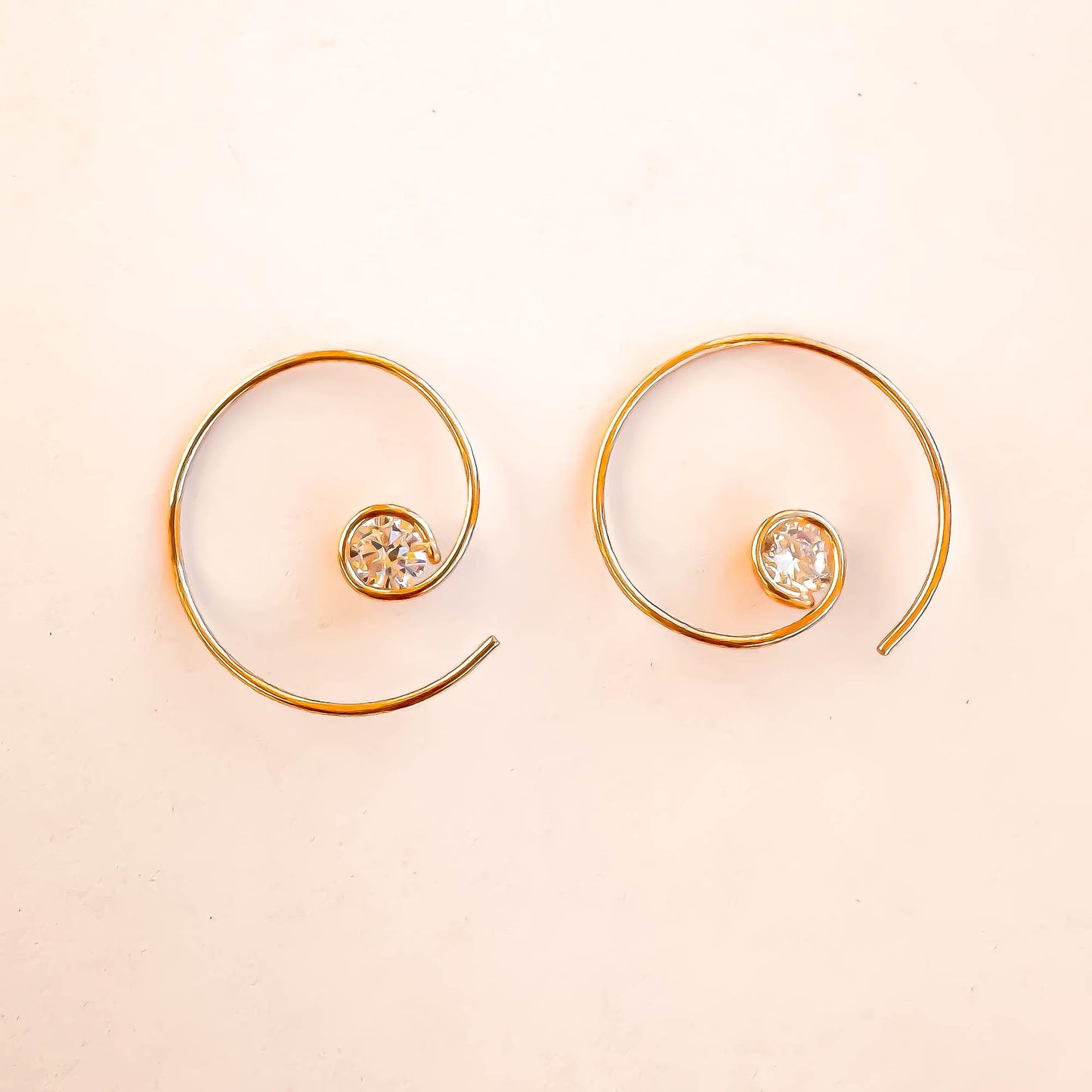 Threader CZ Spiral Hoop Earrings, 14K Gold Filled