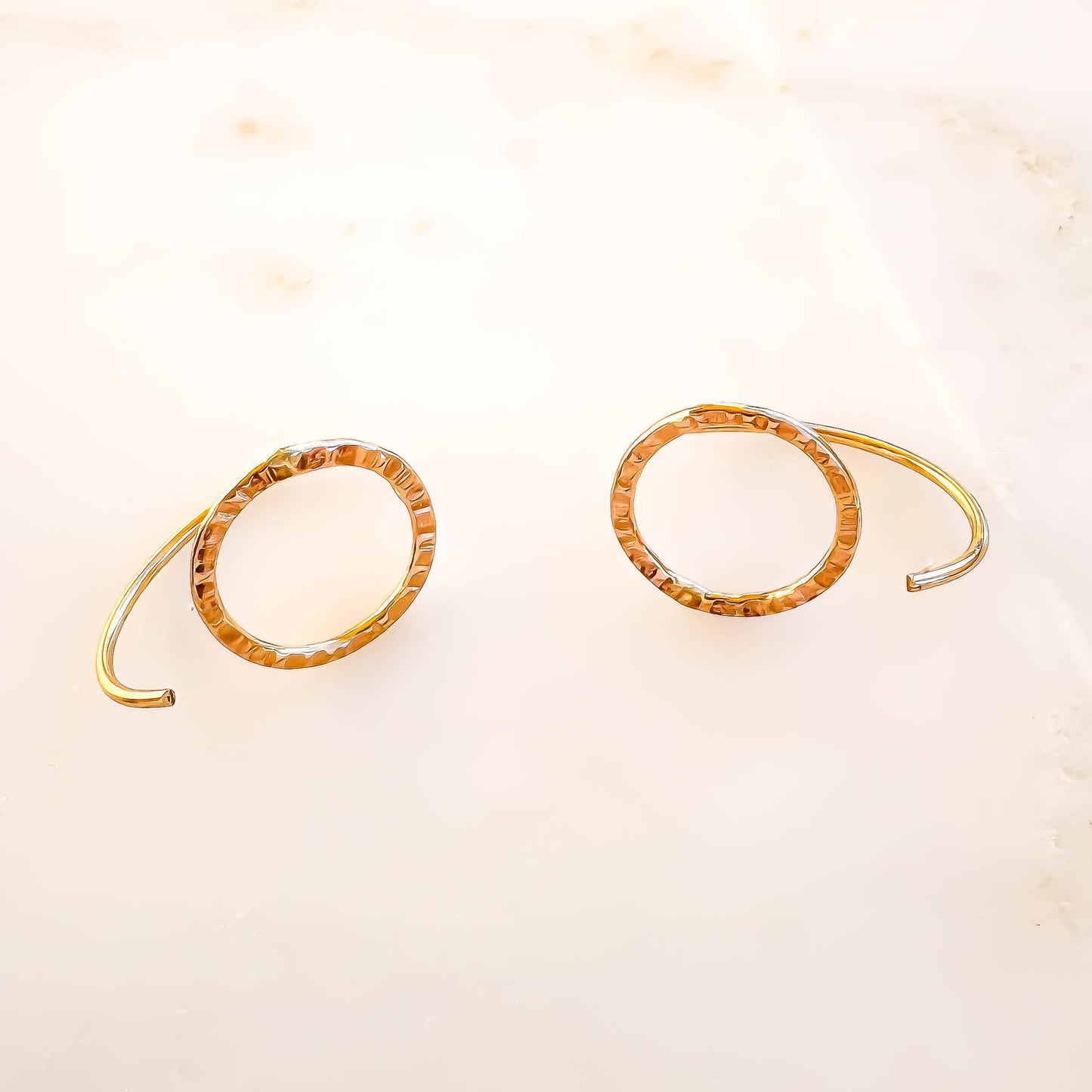 Circle Hammered Half Hoops, 14K Gold Filled