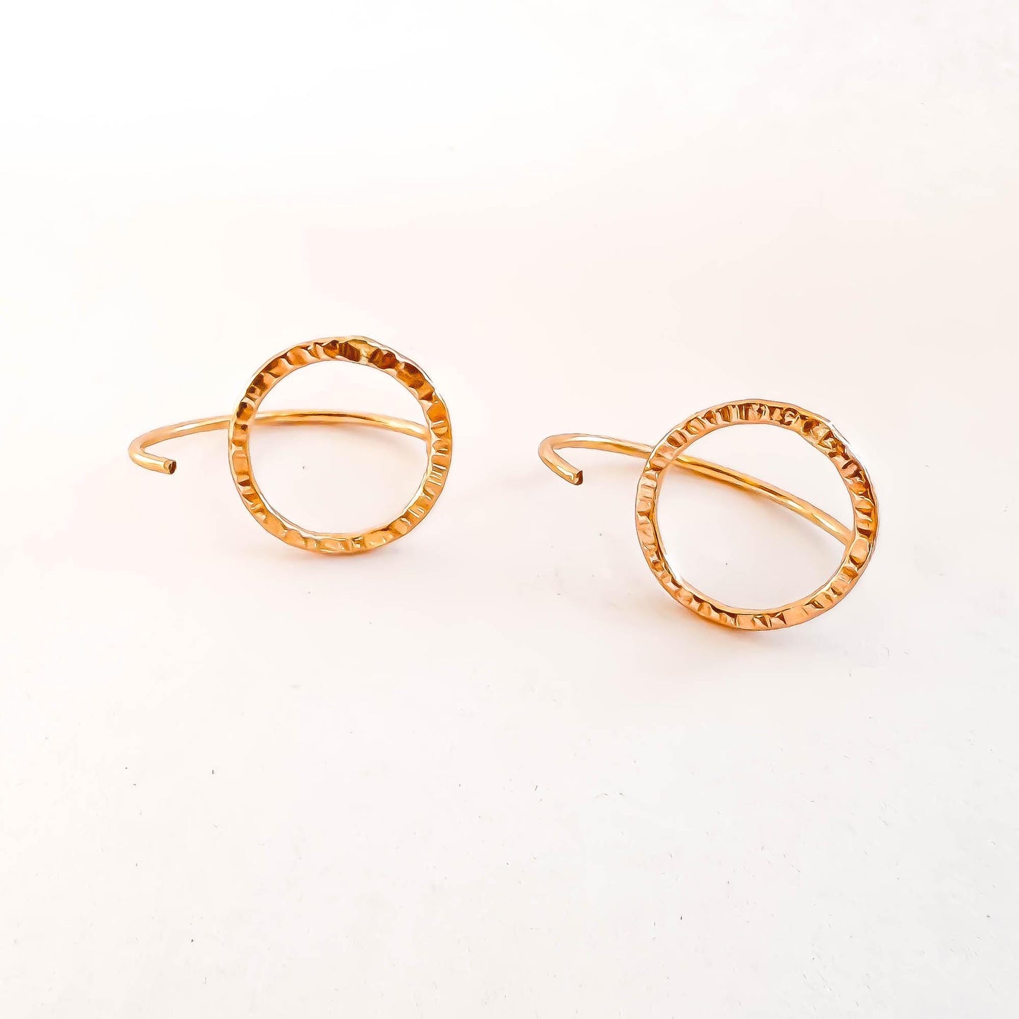 Circle Hammered Half Hoops, 14K Gold Filled