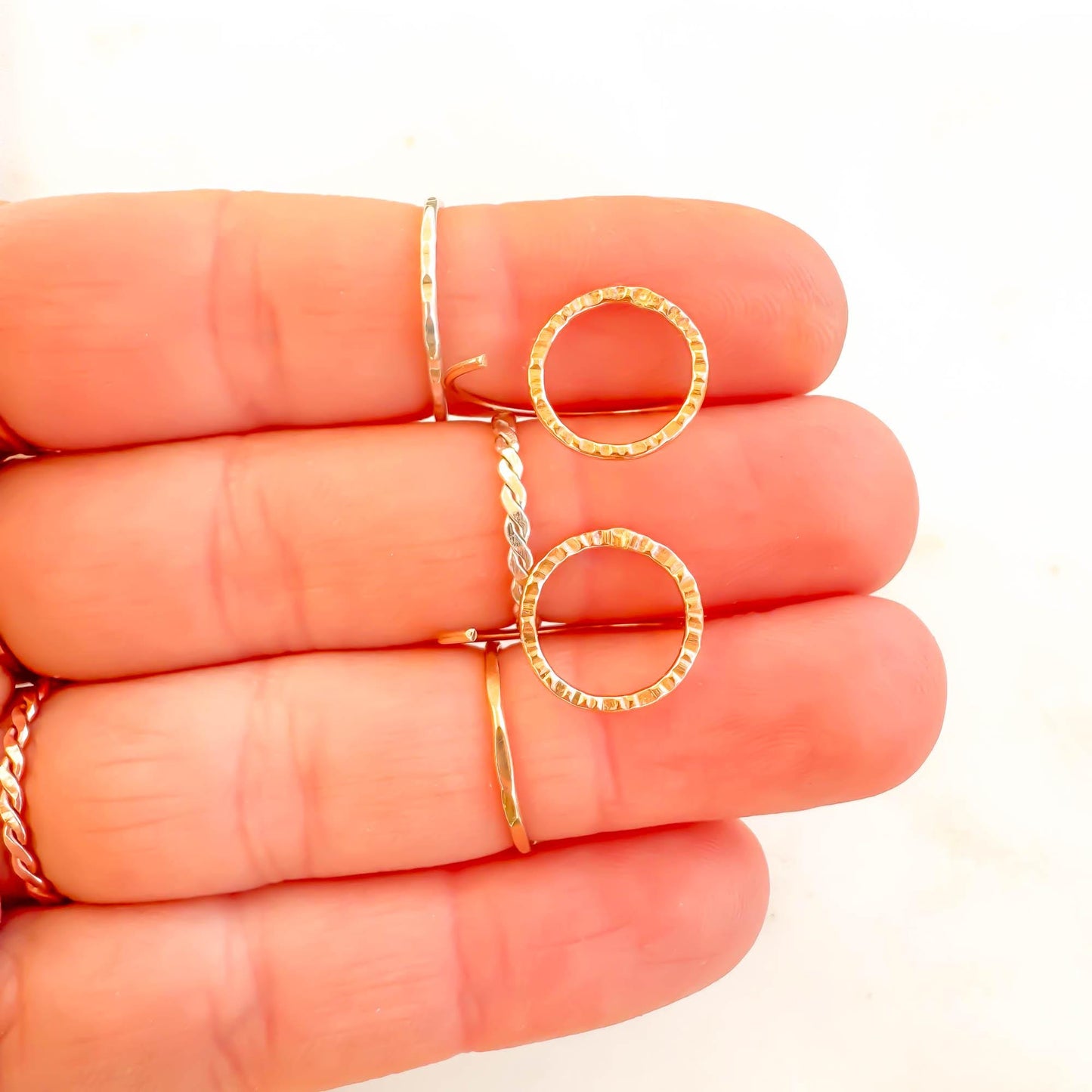 Circle Hammered Half Hoops, 14K Gold Filled