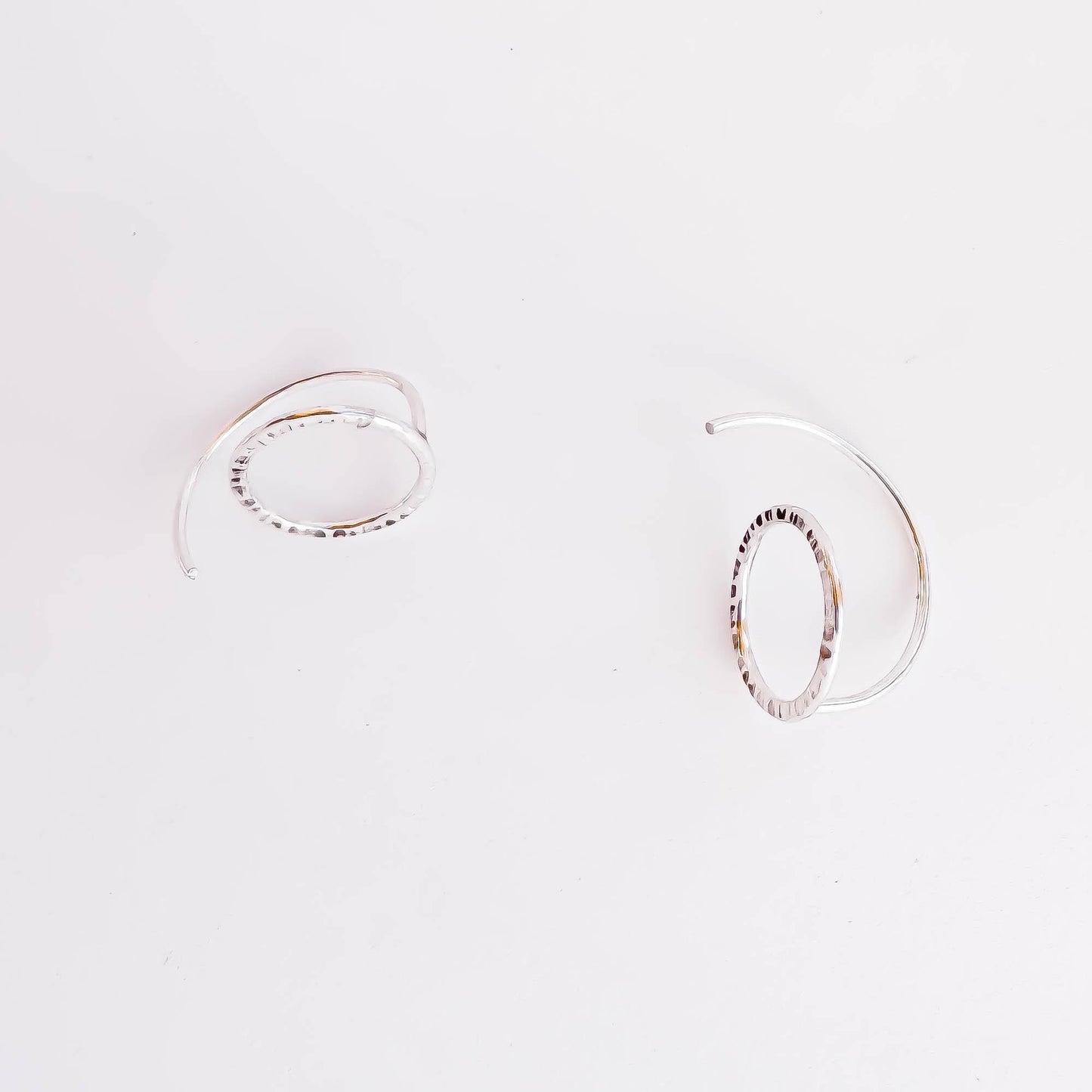 Circle Hammered Half Hoops, Sterling Silver
