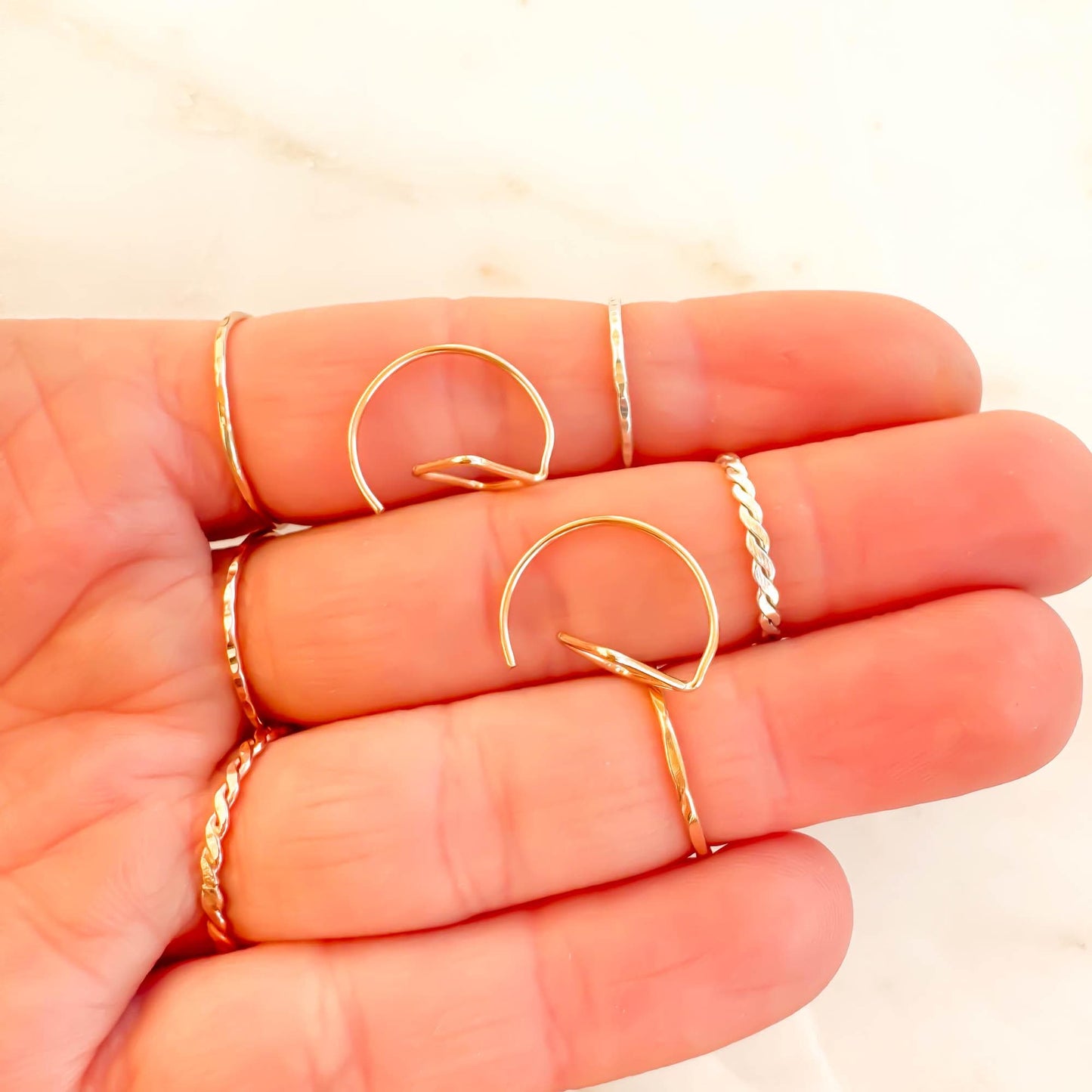 Square Drop Half Hoop Earrings, 14K Gold Filled