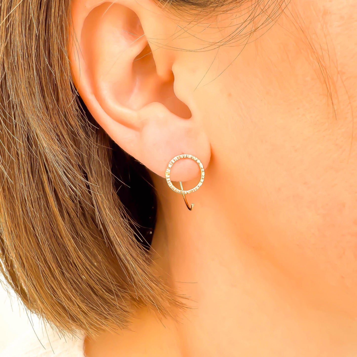 Circle Hammered Half Hoops, 14K Gold Filled