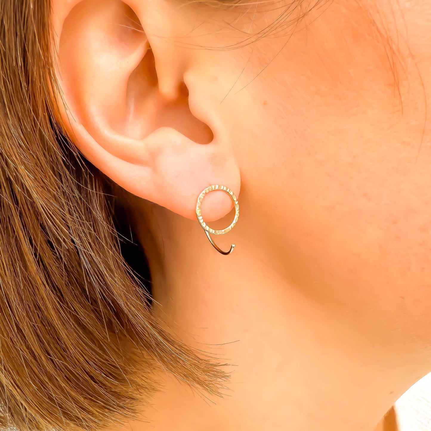 Circle Hammered Half Hoops, 14K Gold Filled