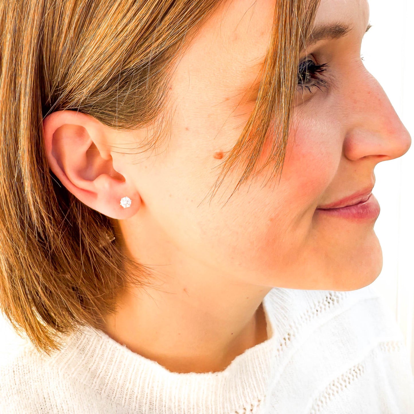 Simulated Diamond Stud Earrings, Sterling Silver