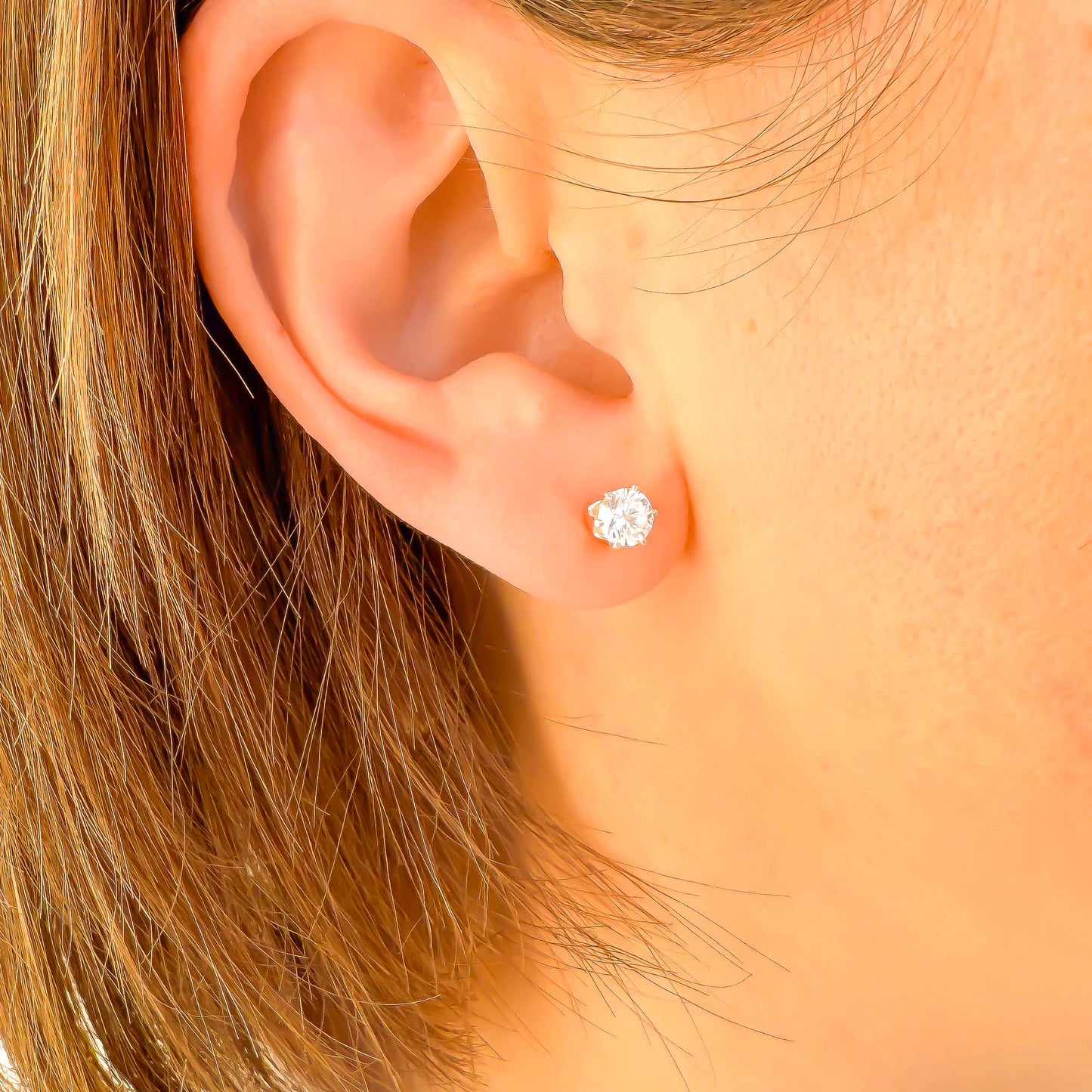 Simulated Diamond Stud Earrings, Sterling Silver