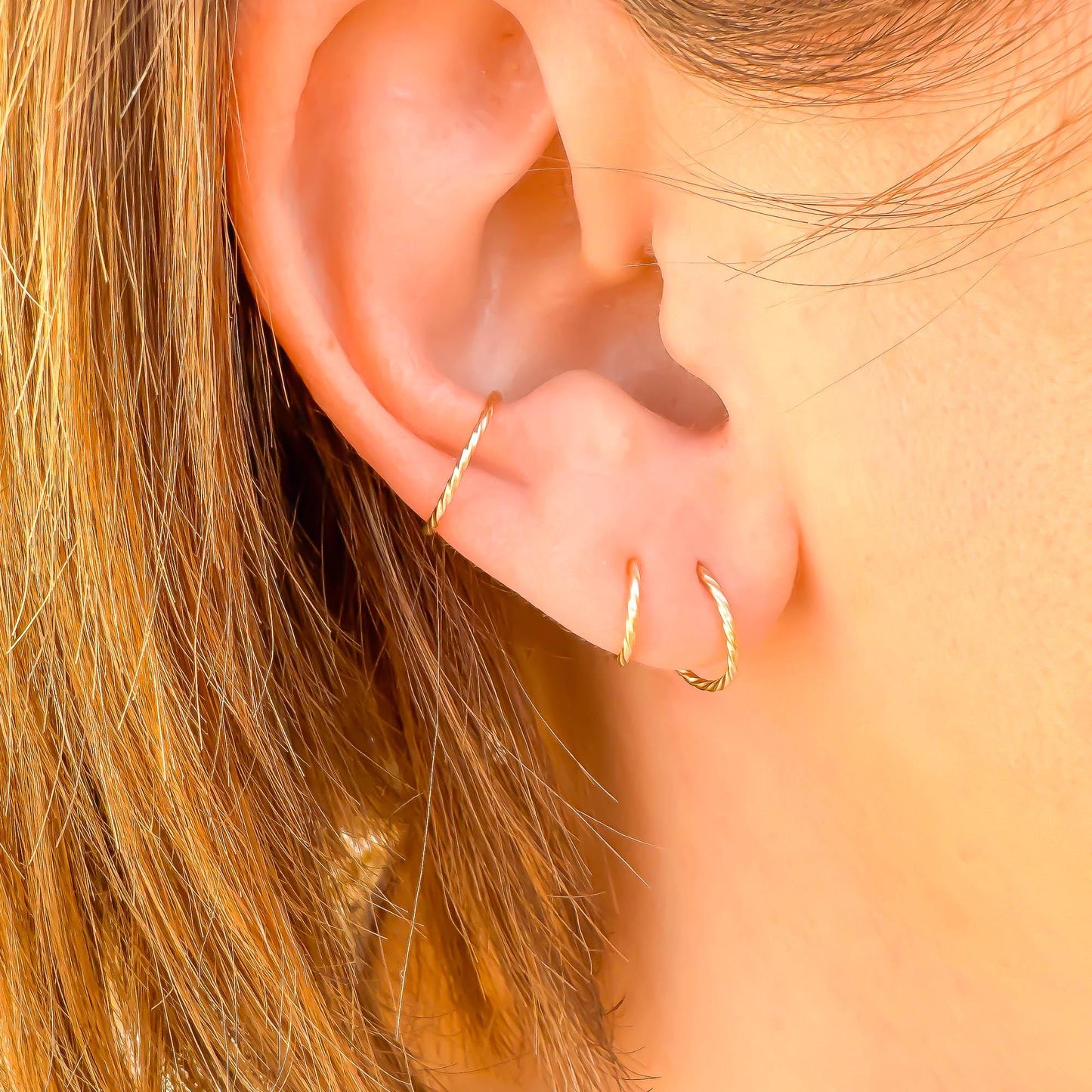 Twist Sparkle Continuous Hoop, 14K Gold Filled