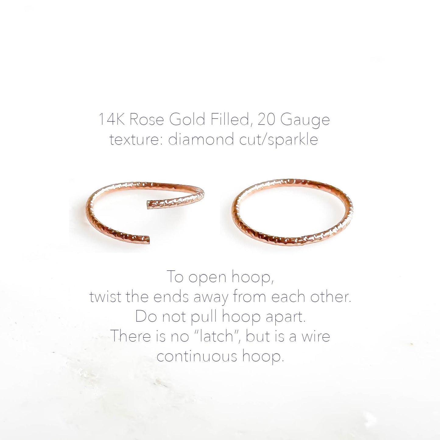 Sparkle Continuous Hoop, 14K Rose Gold Filled