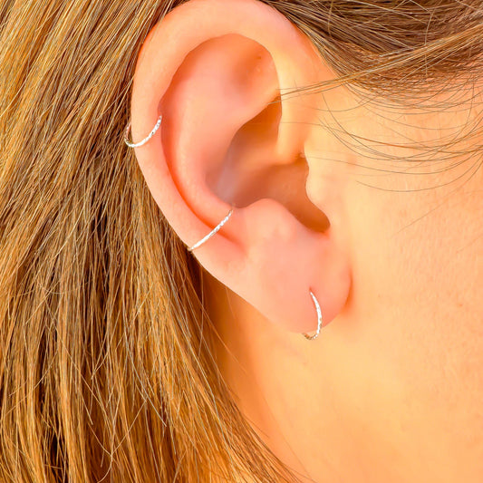 Sparkle Continuous Hoop, Sterling Silver