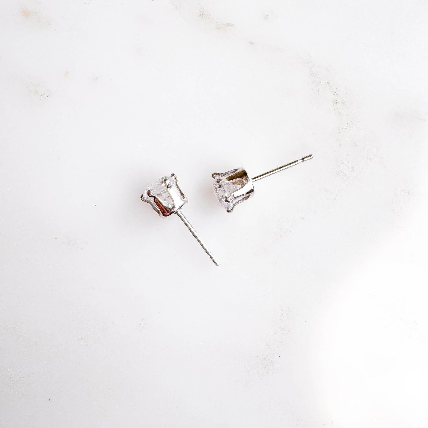 Simulated Diamond Stud Earrings, Sterling Silver