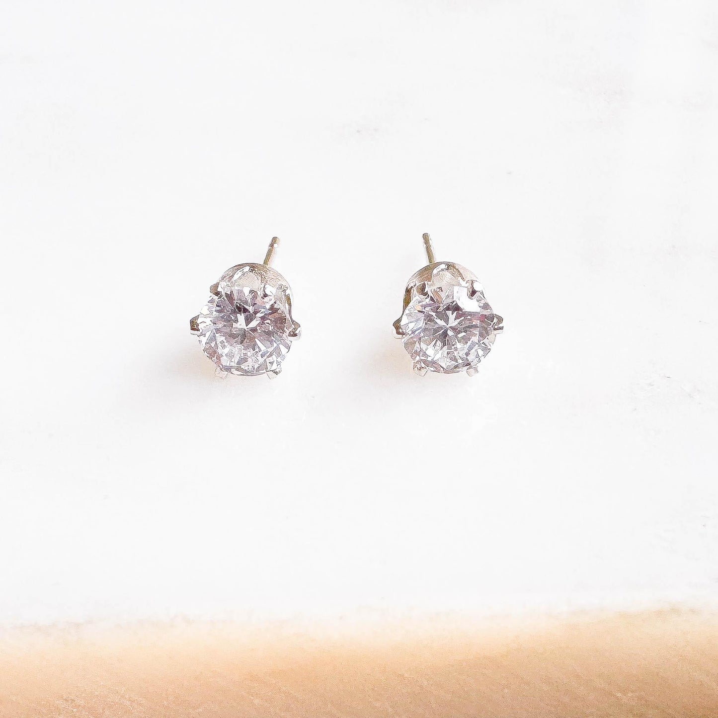 Simulated Diamond Stud Earrings, Sterling Silver