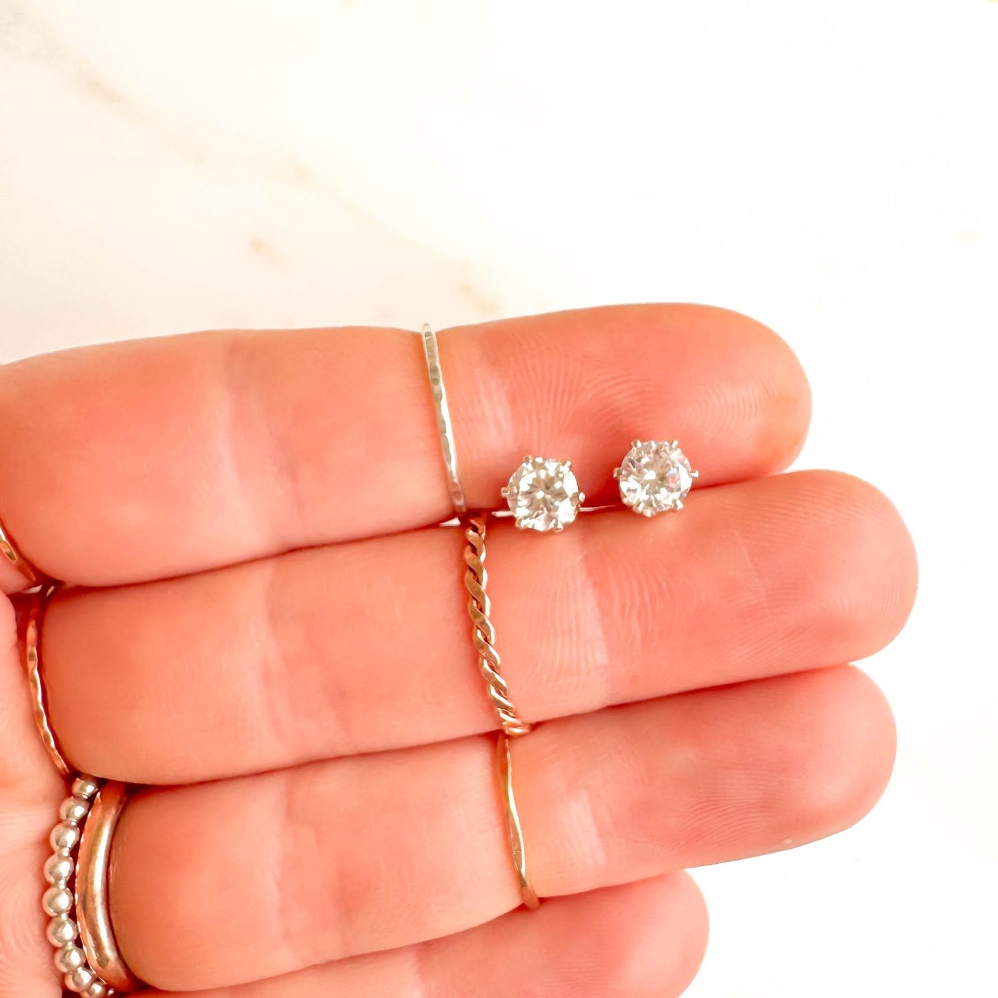 Simulated Diamond Stud Earrings, Sterling Silver