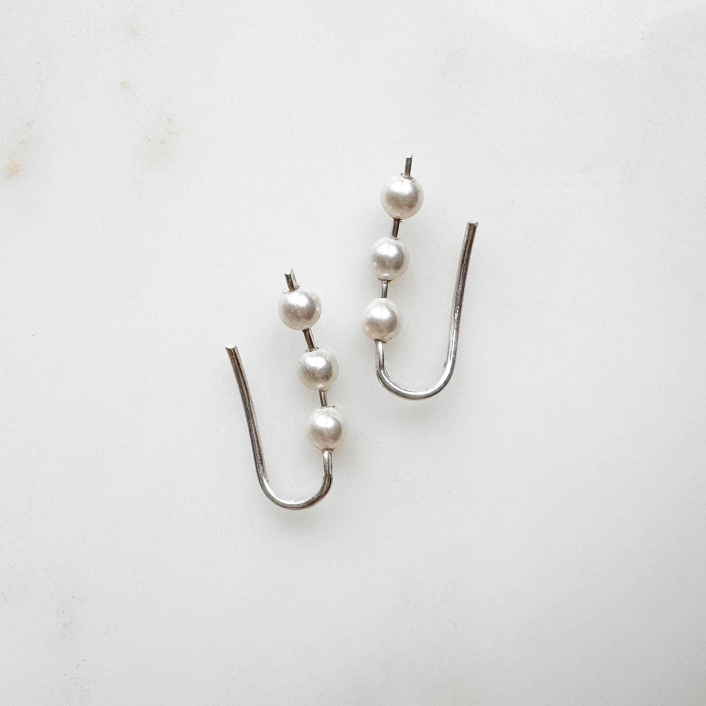 Pearl Mini Ear Climber Earrings, 14K Gold Filled