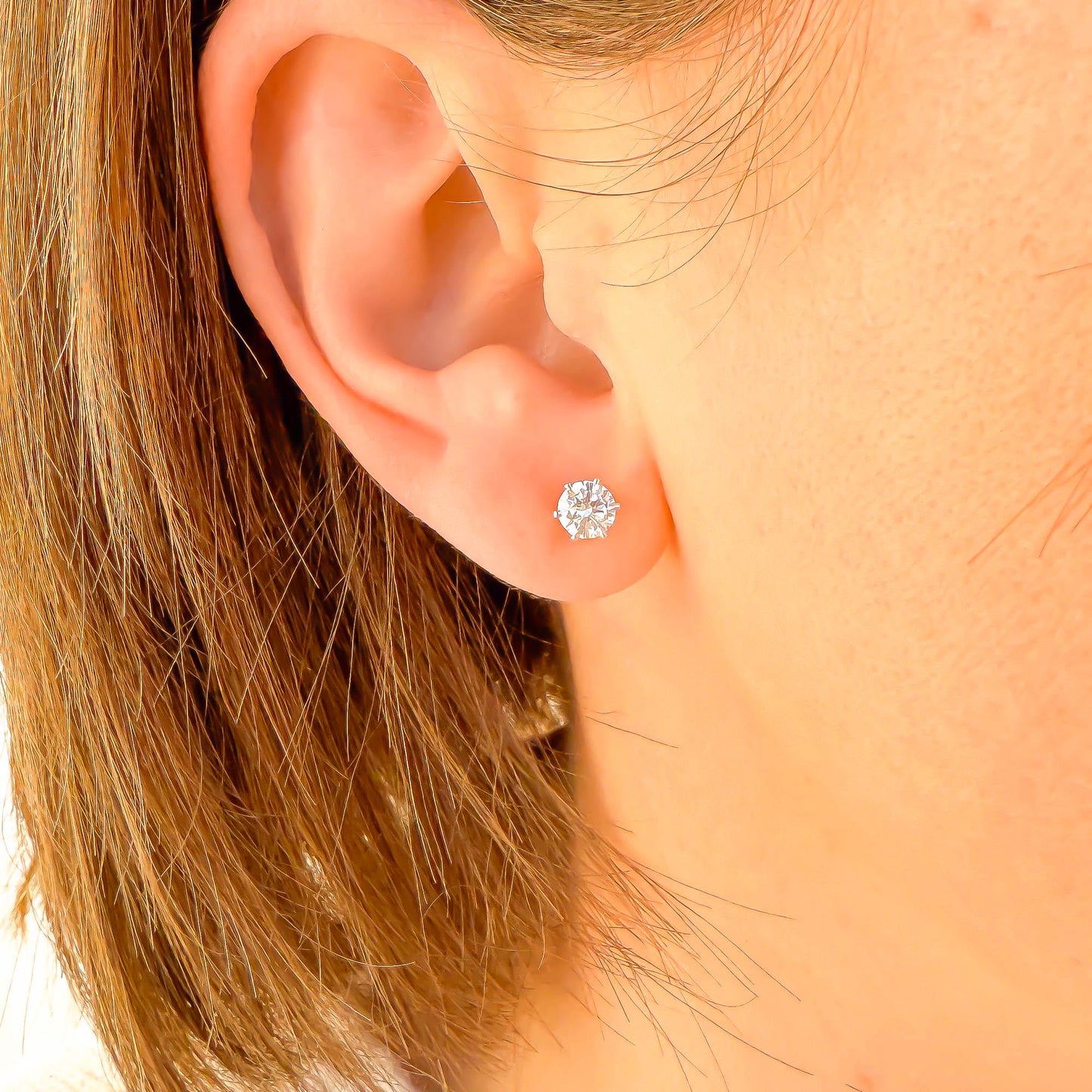 Simulated Diamond Stud Earrings, Sterling Silver