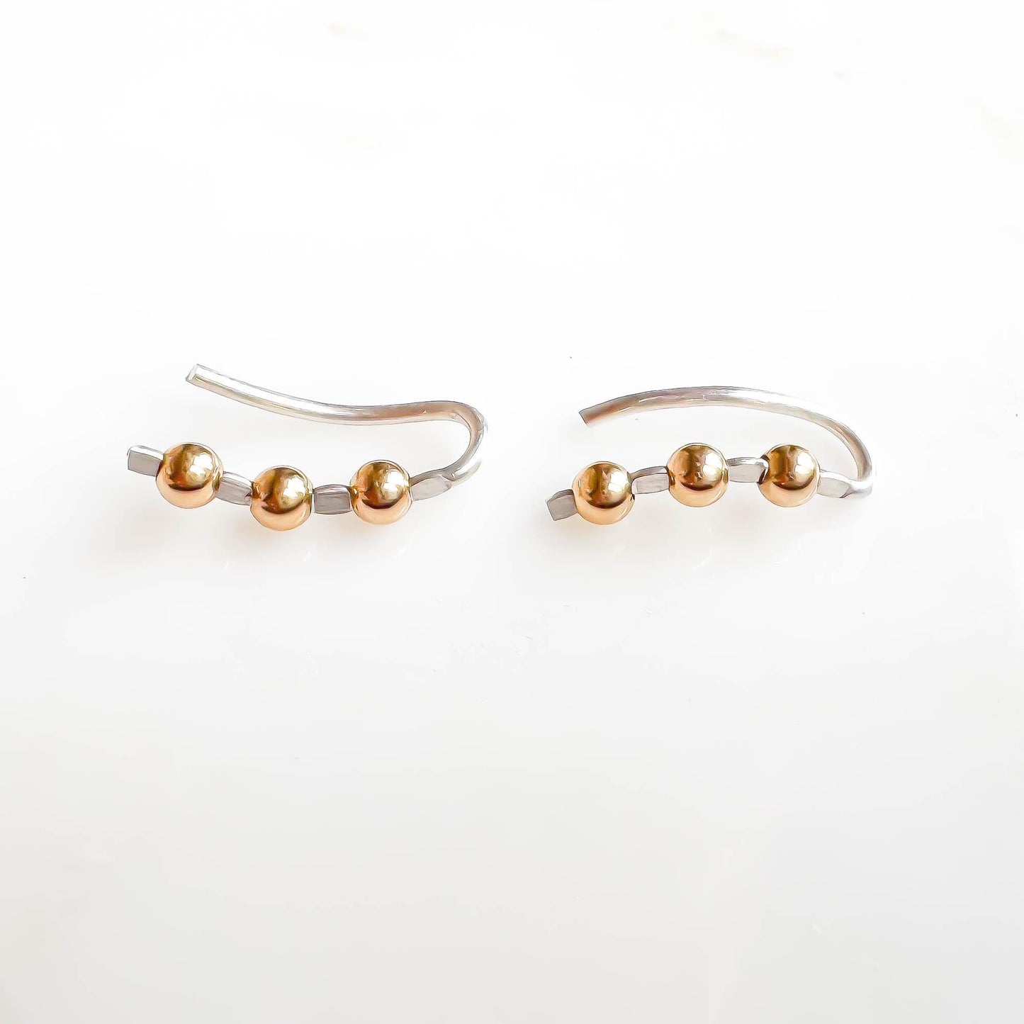 Beaded Mini Ear Climber, 14K Gold Filled & Sterling Silver