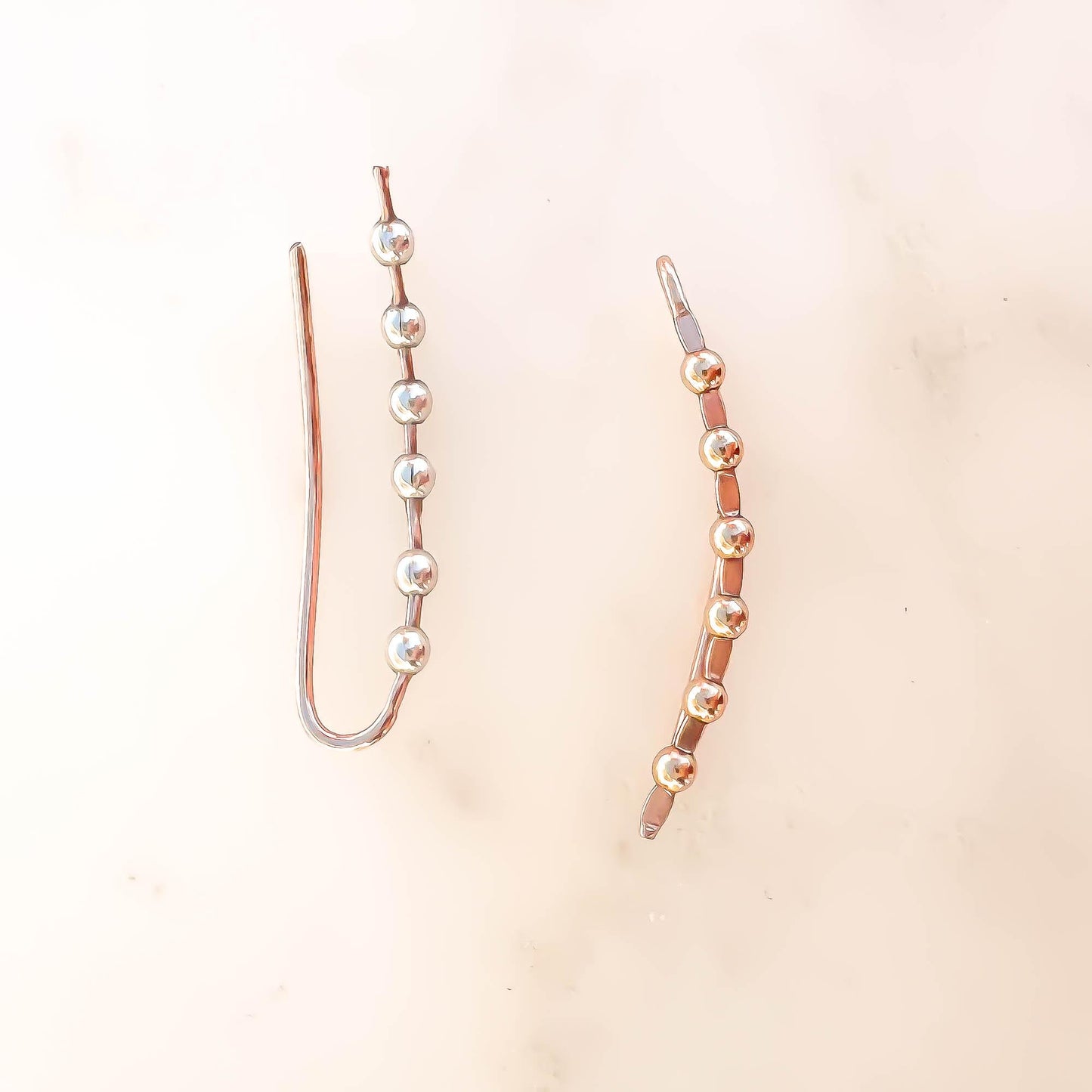 Beaded Long Ear Climber, 14K Gold Filled