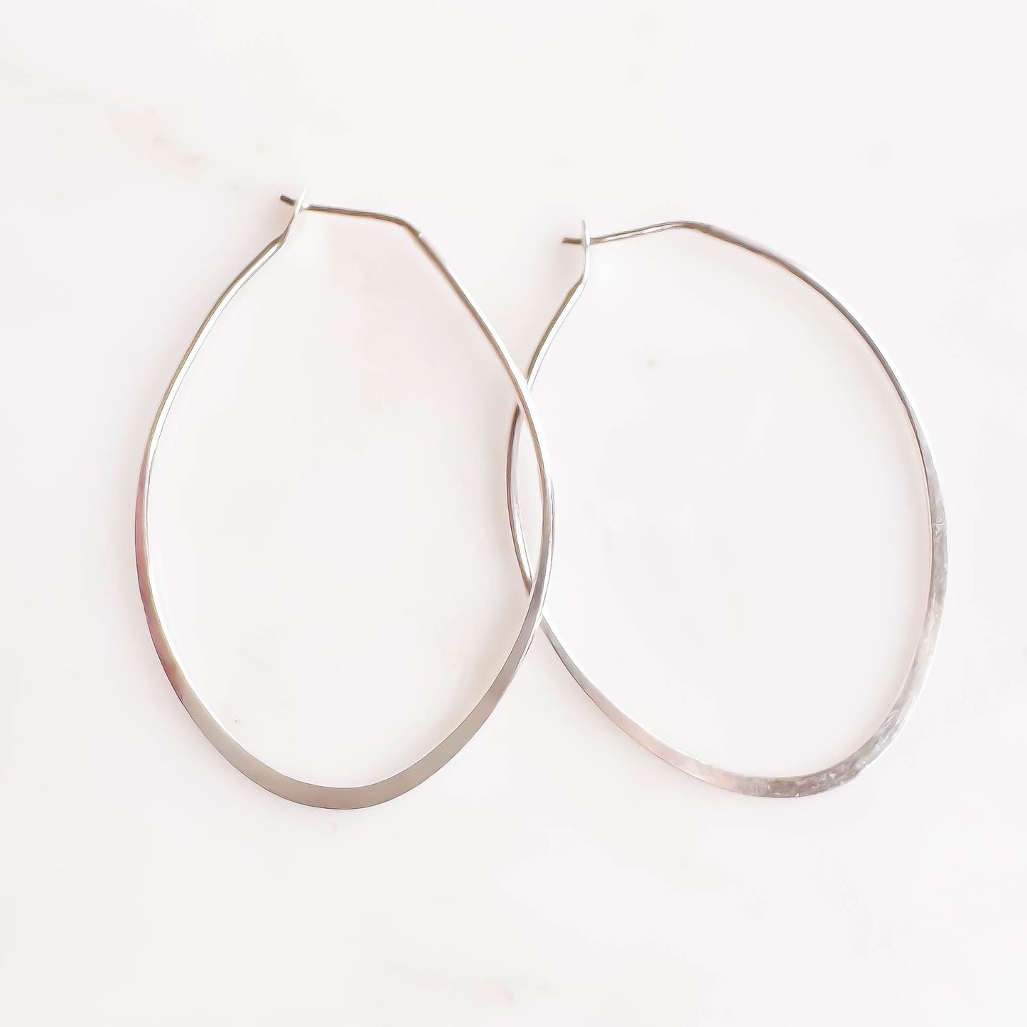 Teardrop Hoop Earrings, Sterling Silver
