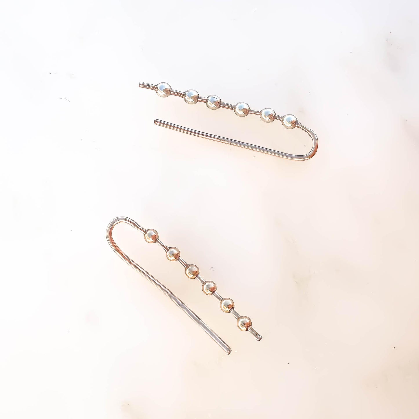 Beaded Long Ear Climber, 14K Gold Filled