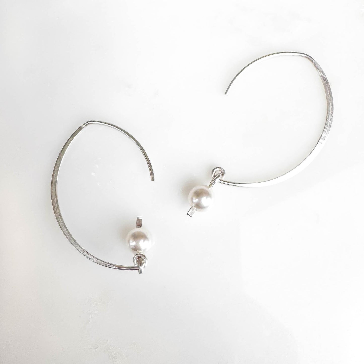 Pearl Swoop Threader Earrings, Sterling Silver