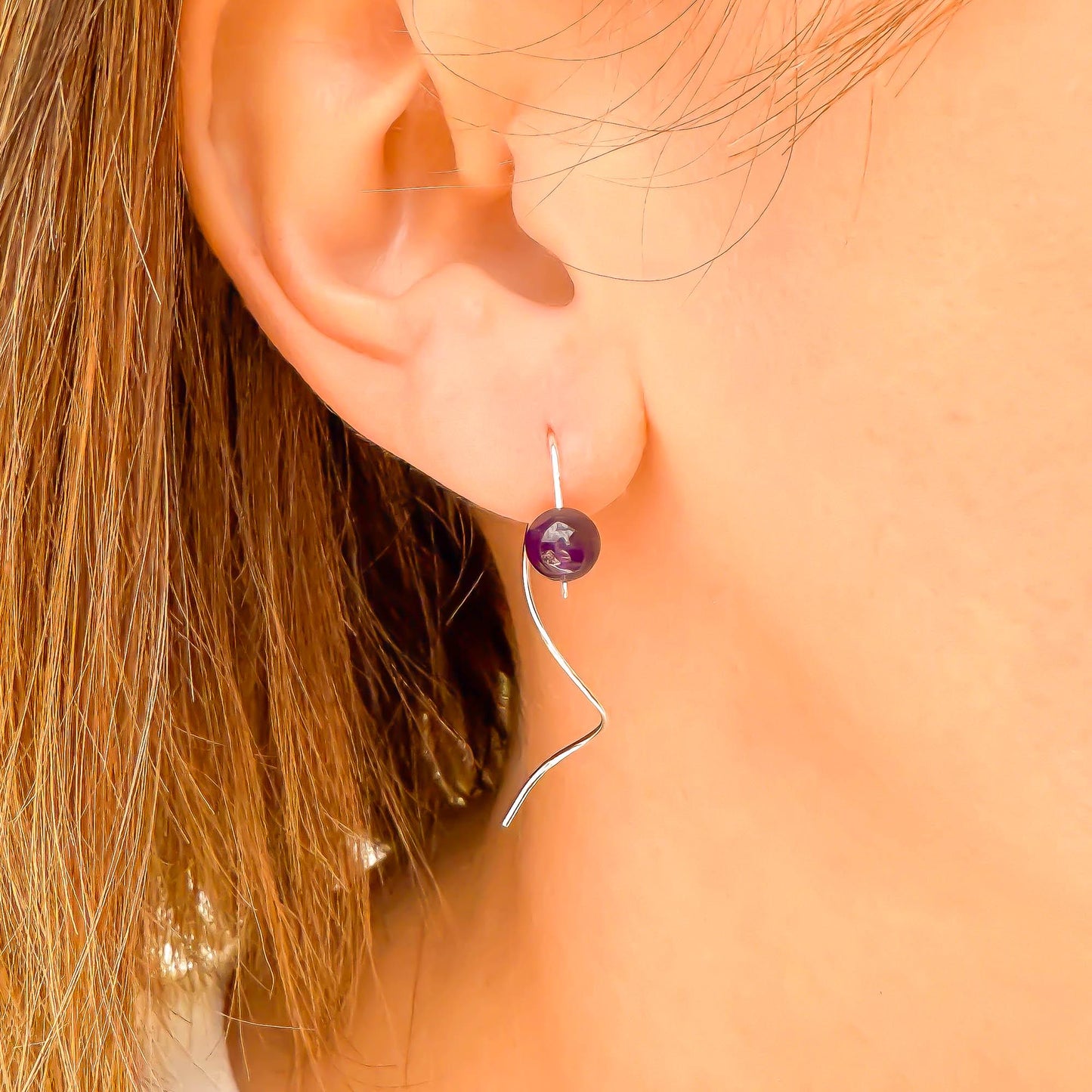 Midnight Onyx Spiral Earrings, Sterling Silver