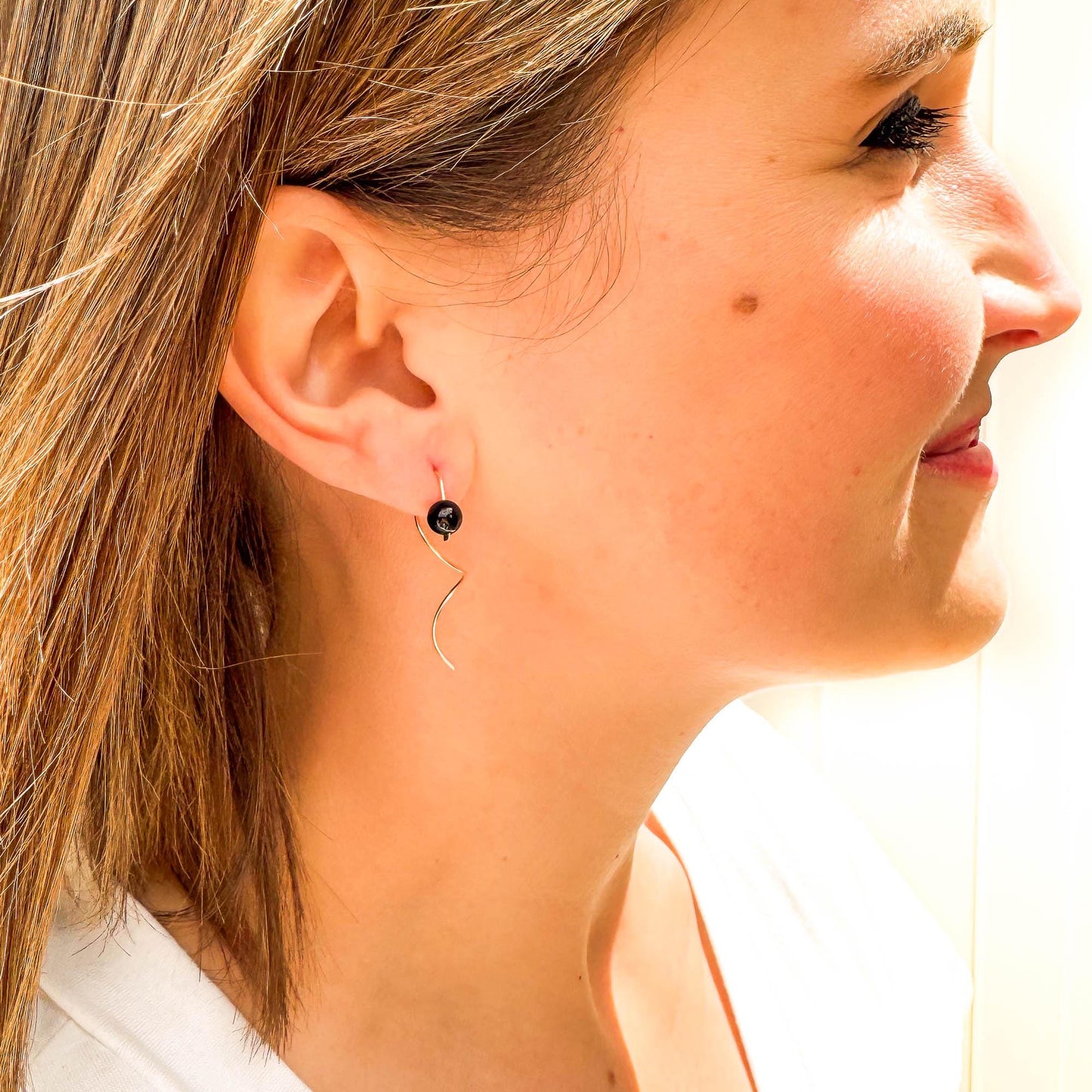 Turquoise Spiral Earrings, 14K Gold Filled