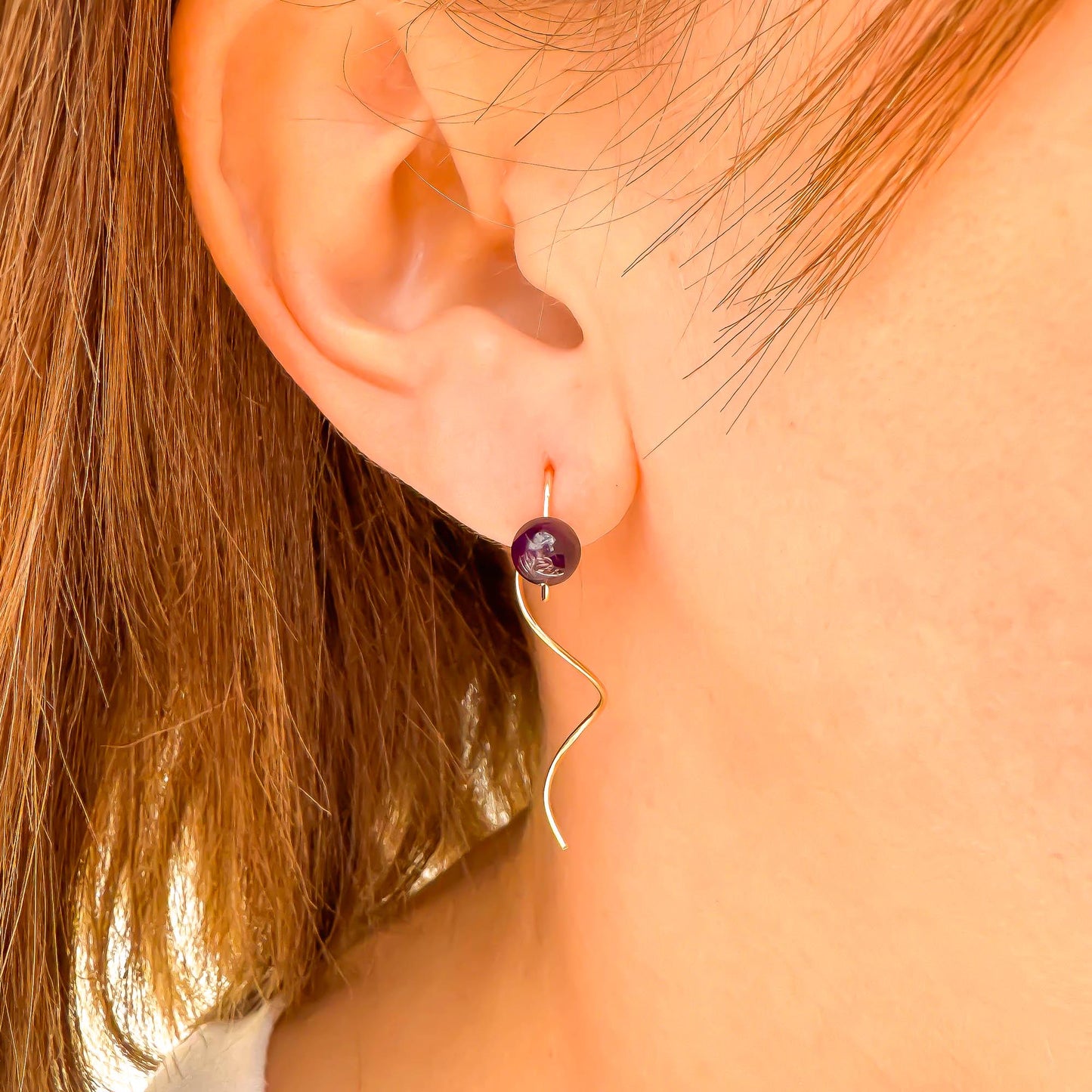 Turquoise Spiral Earrings, 14K Gold Filled