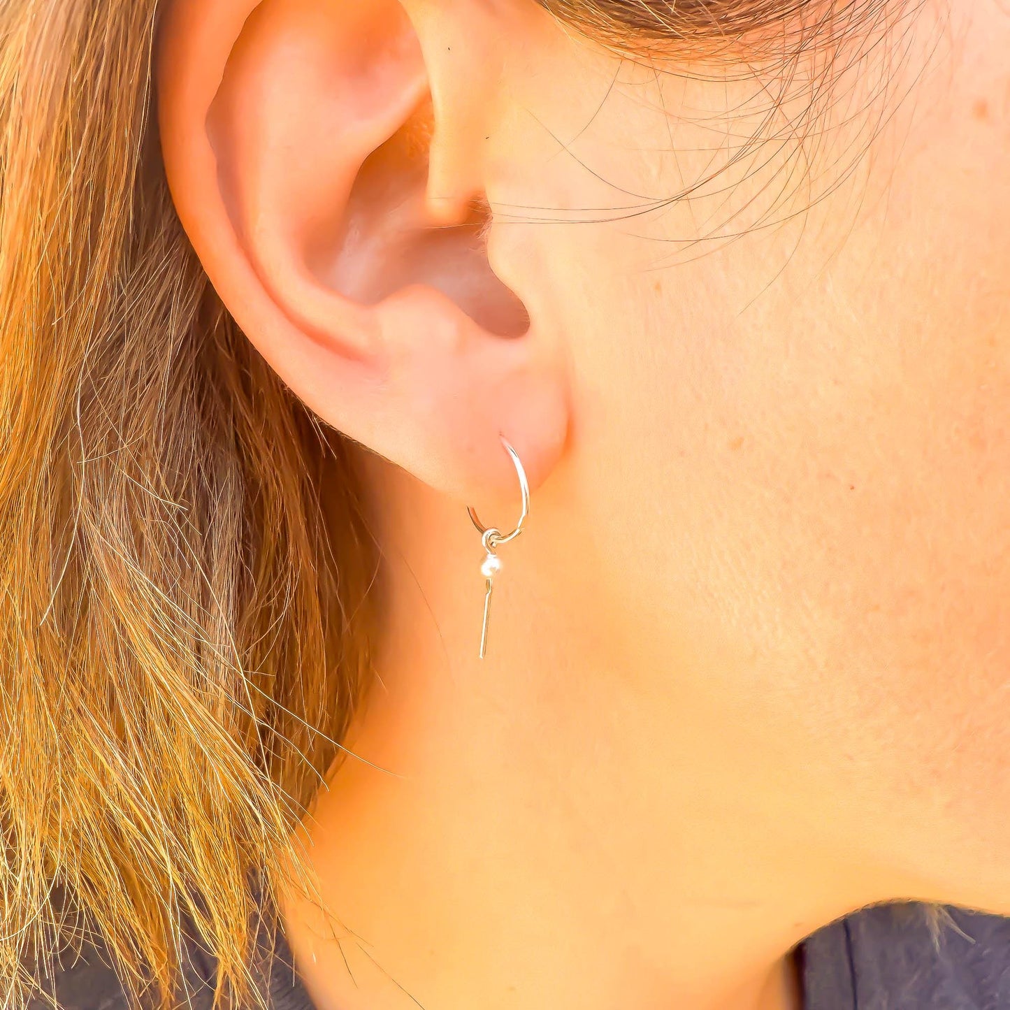 That Girl: Pearl Drop Mini Hoops, Sterling Silver