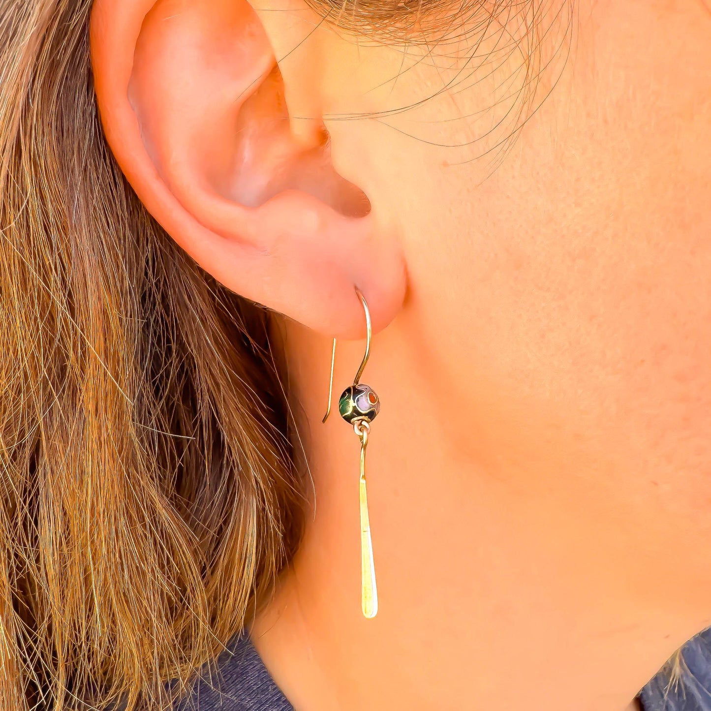 Sentimental: Flower Bead Drop Earrings, 14K Gold Filled