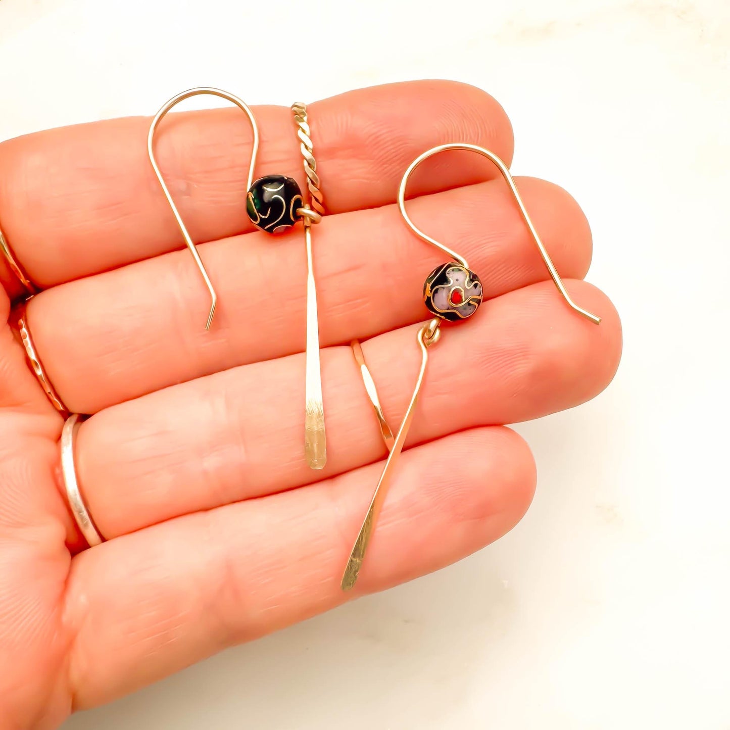 Sentimental: Flower Bead Drop Earrings, 14K Gold Filled