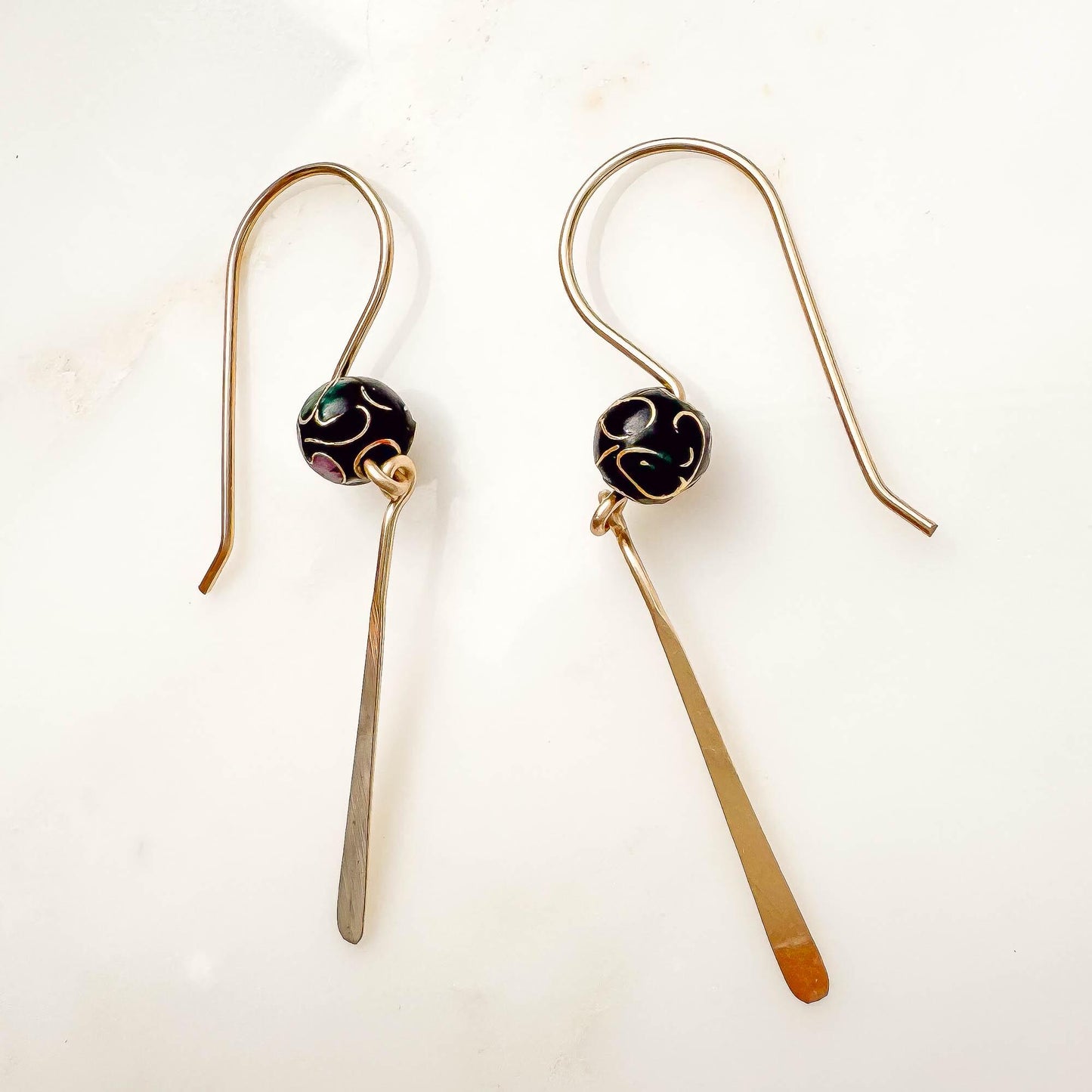 Sentimental: Flower Bead Drop Earrings, 14K Gold Filled