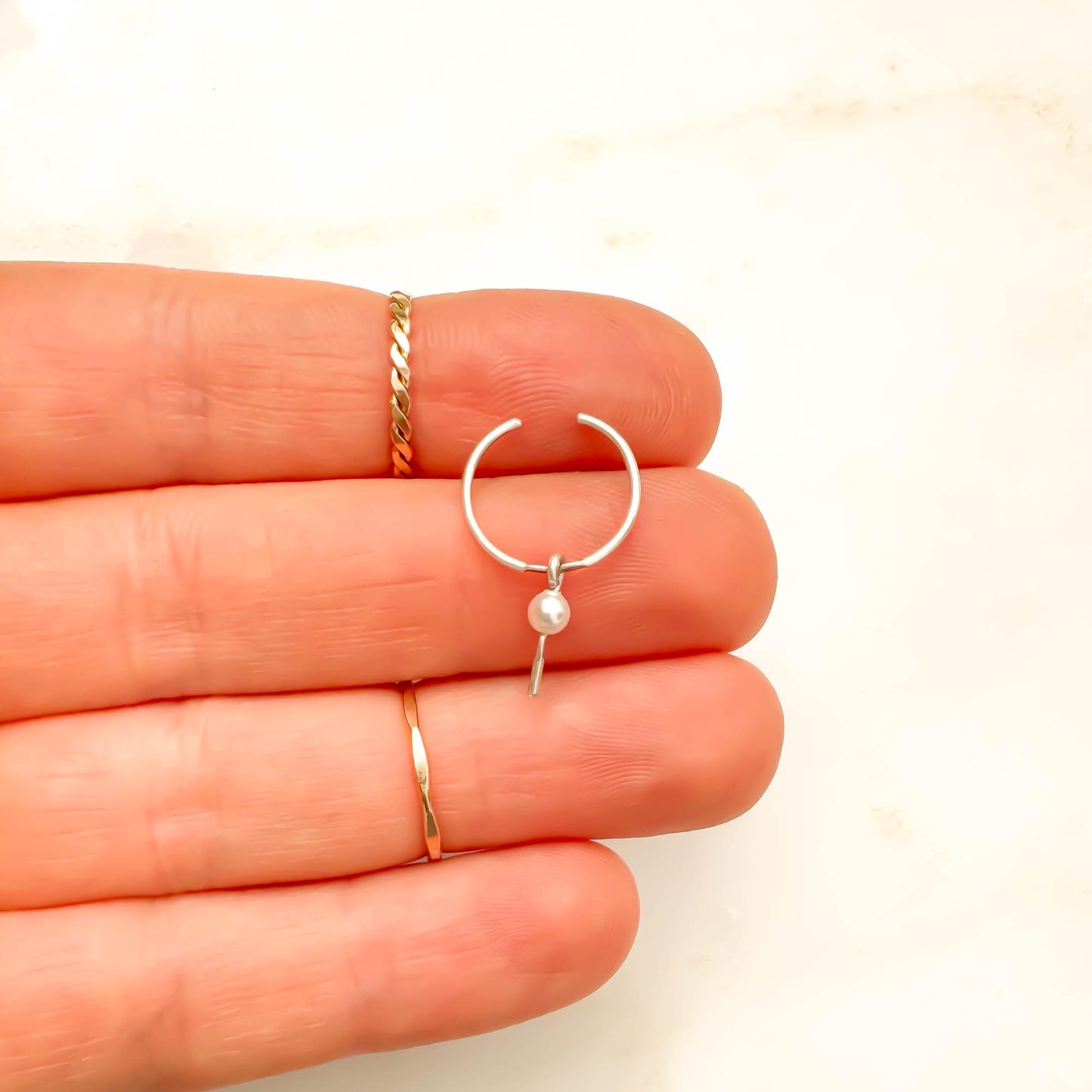 You're Mine: Pearl Drop Ear Cuff, Sterling Silver