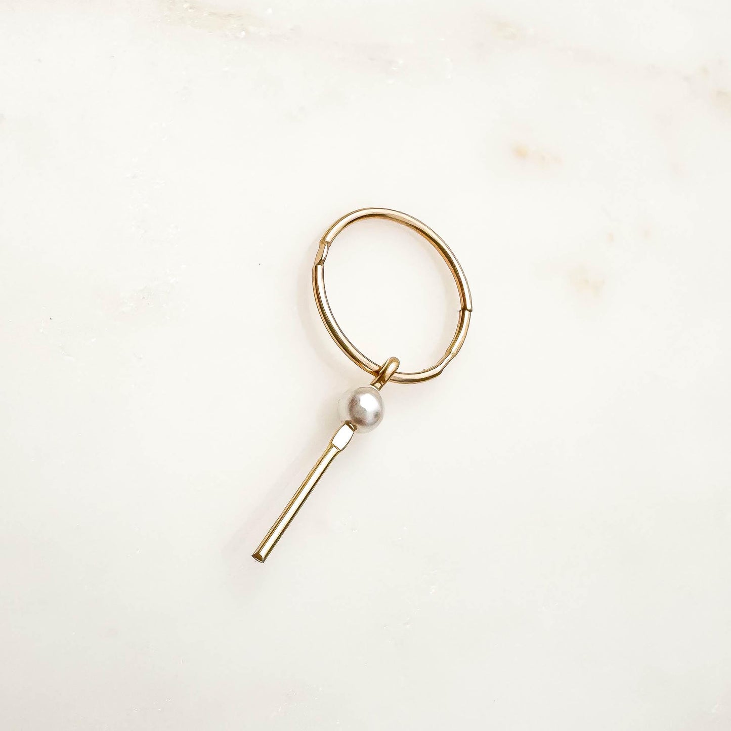 That Girl: Pearl Drop Mini Hoops, 14K Gold Filled