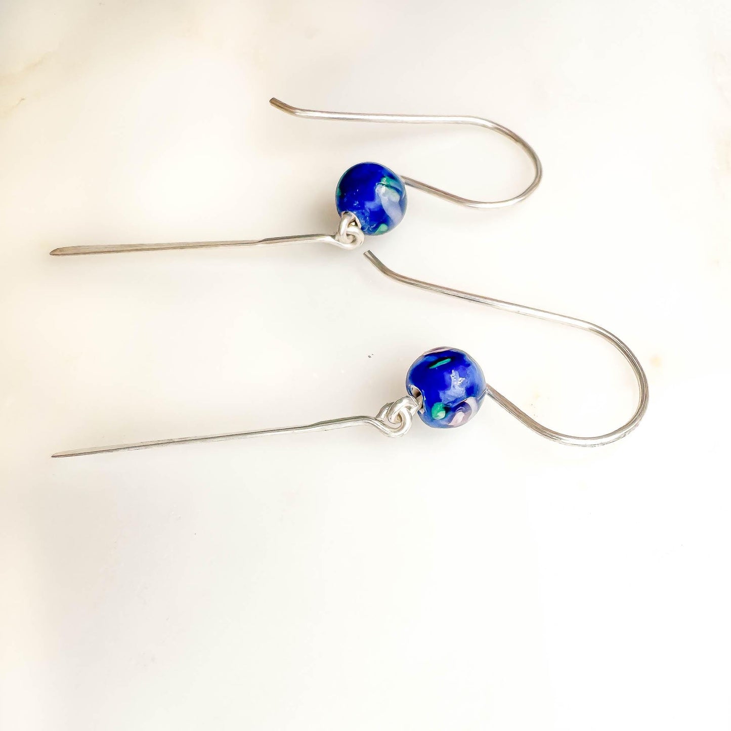 Goodness: Blue Bead Drop Earrings, Sterling Silver