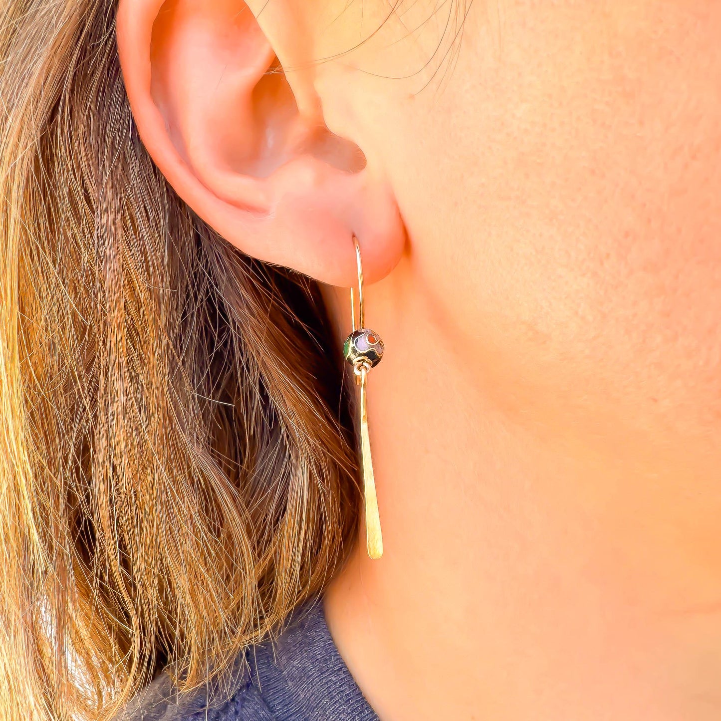 Sentimental: Flower Bead Drop Earrings, 14K Gold Filled