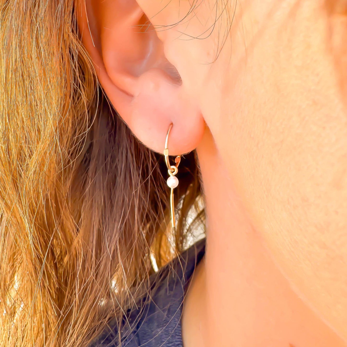That Girl: Pearl Drop Mini Hoops, 14K Gold Filled