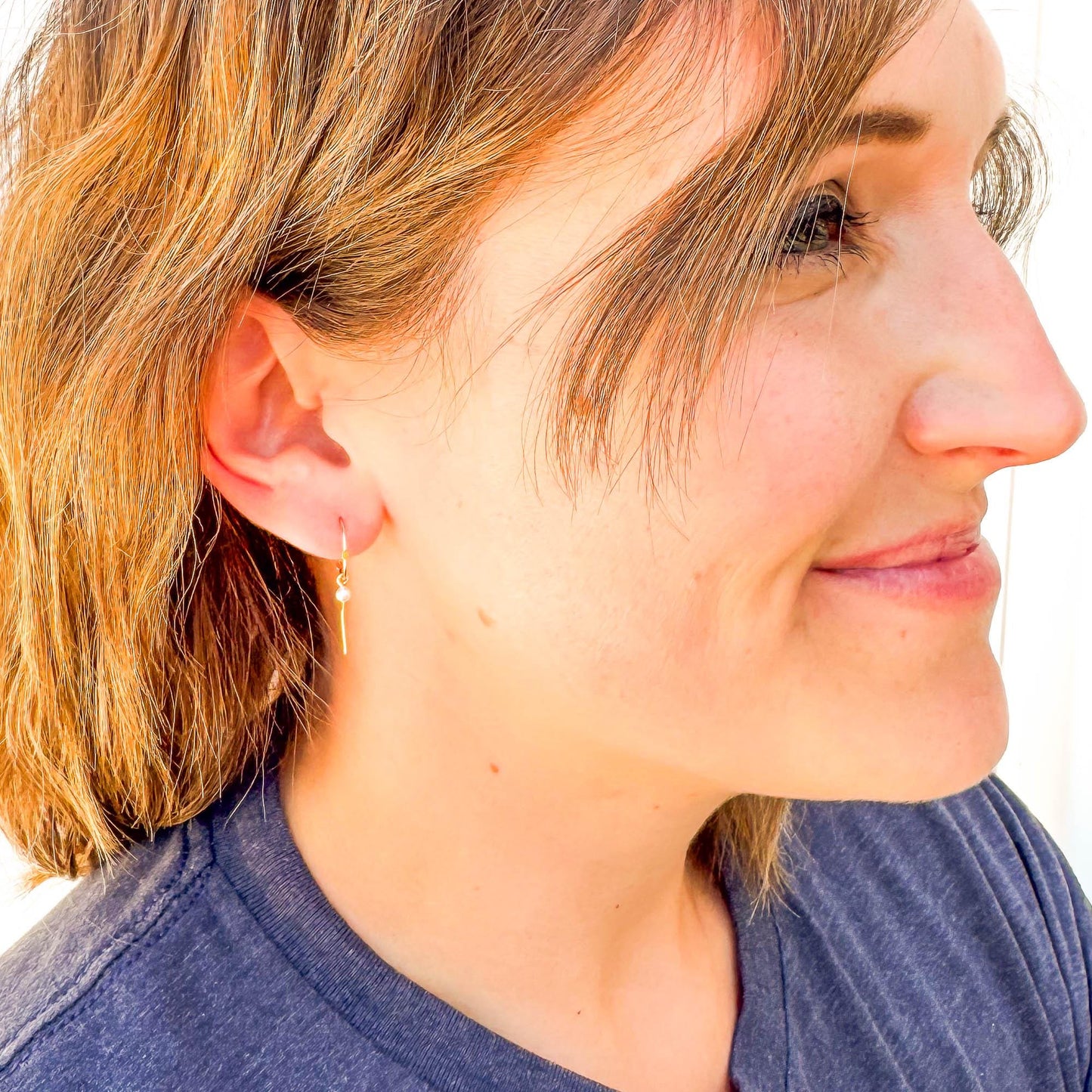 That Girl: Pearl Drop Mini Hoops, 14K Gold Filled