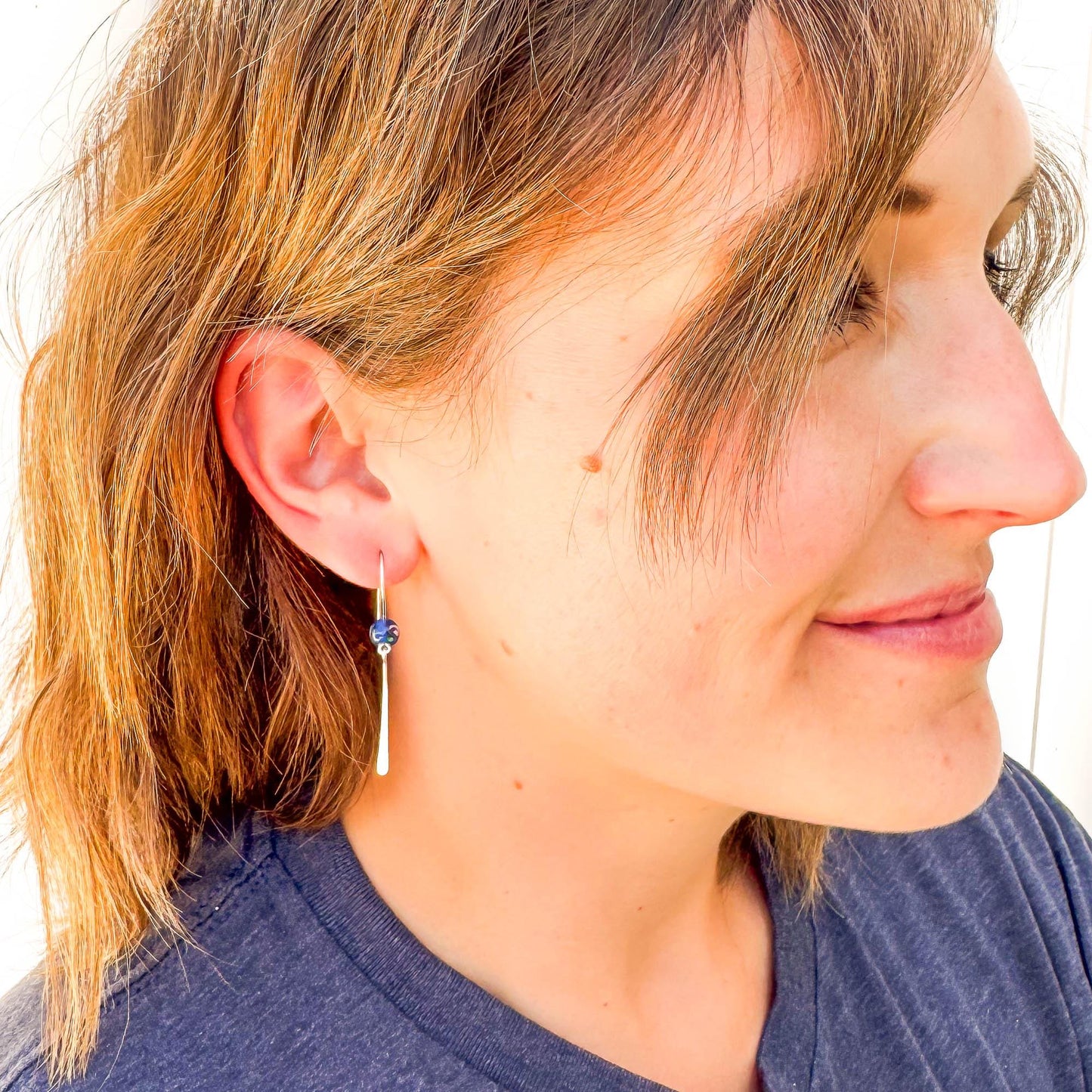 Goodness: Blue Bead Drop Earrings, Sterling Silver
