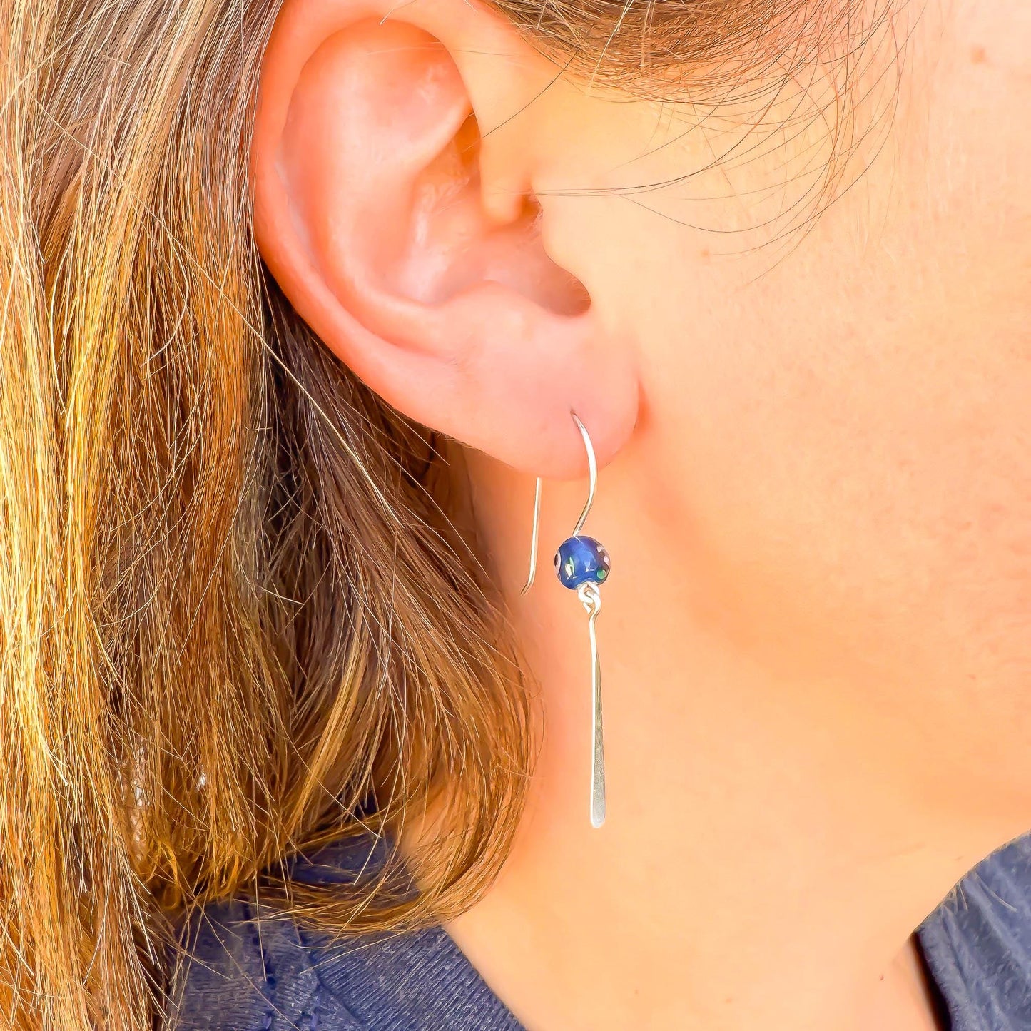 Goodness: Blue Bead Drop Earrings, Sterling Silver