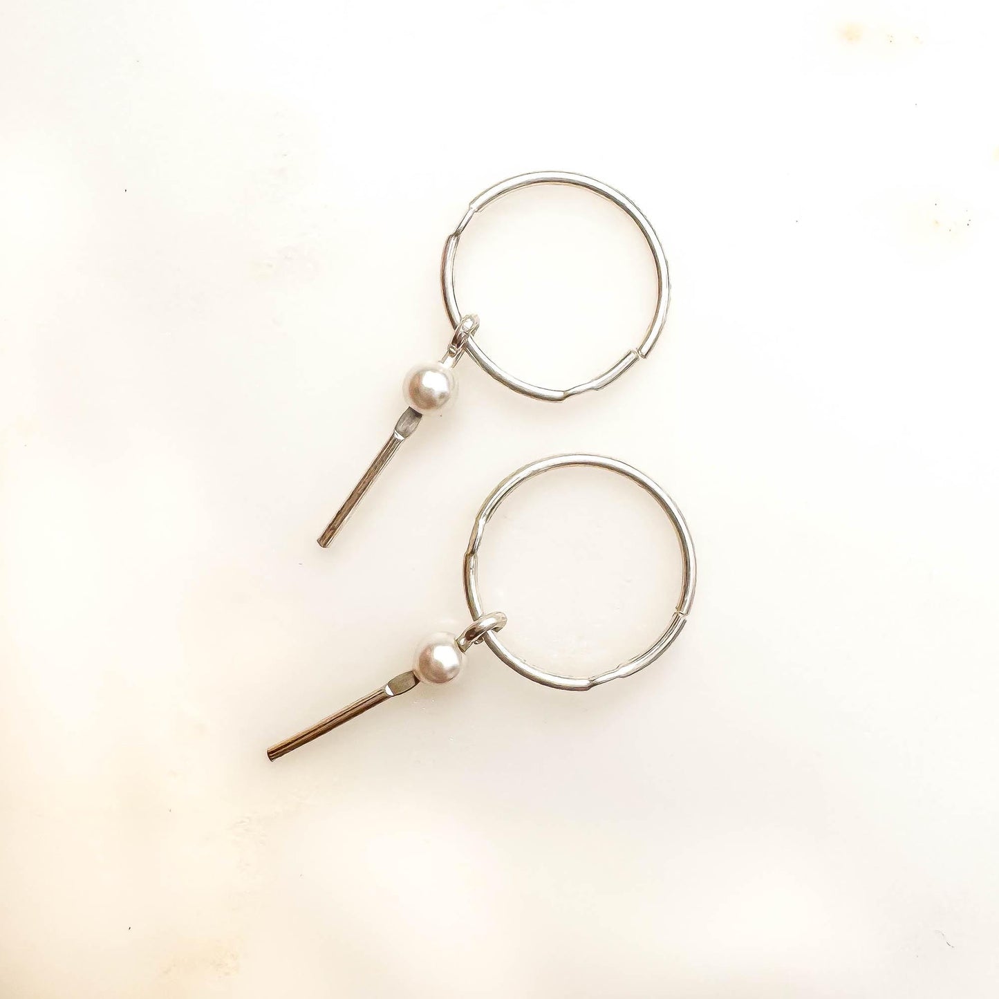 That Girl: Pearl Drop Mini Hoops, Sterling Silver