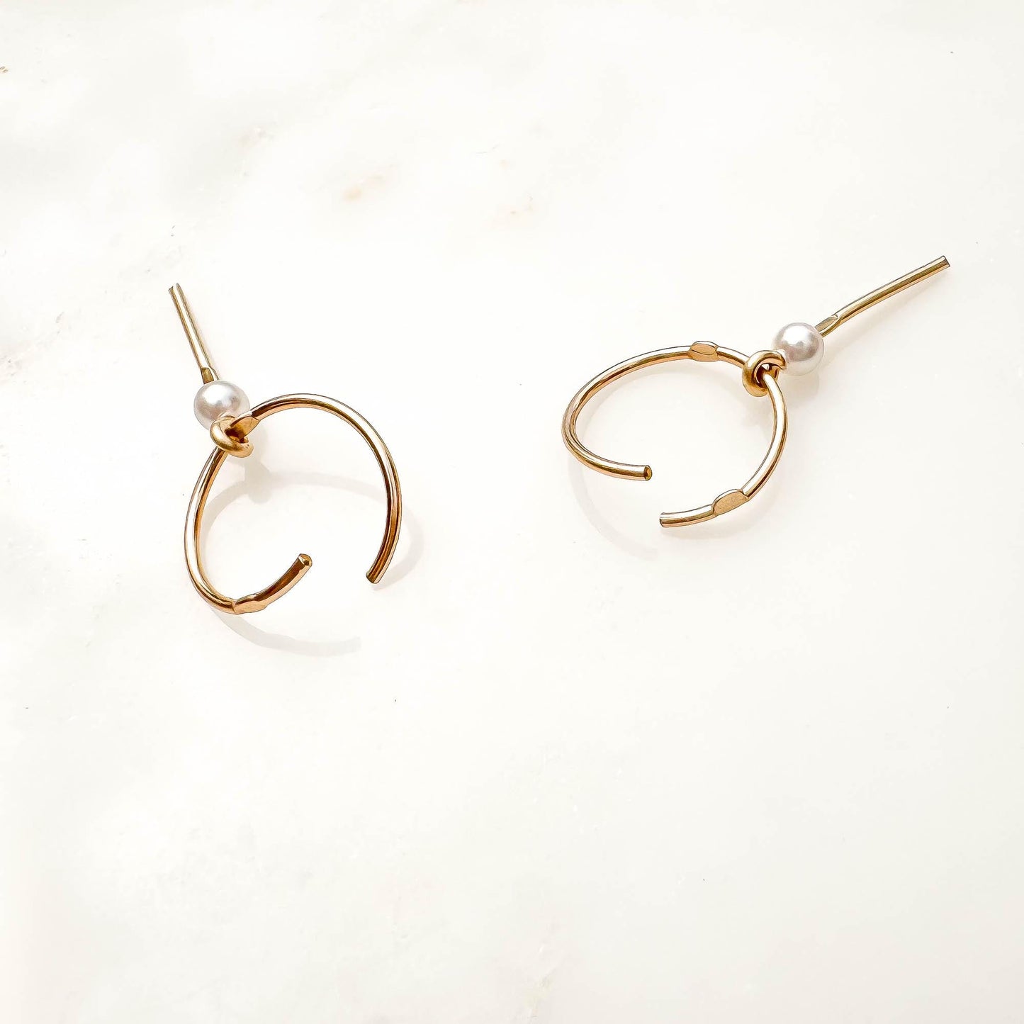 That Girl: Pearl Drop Mini Hoops, 14K Gold Filled